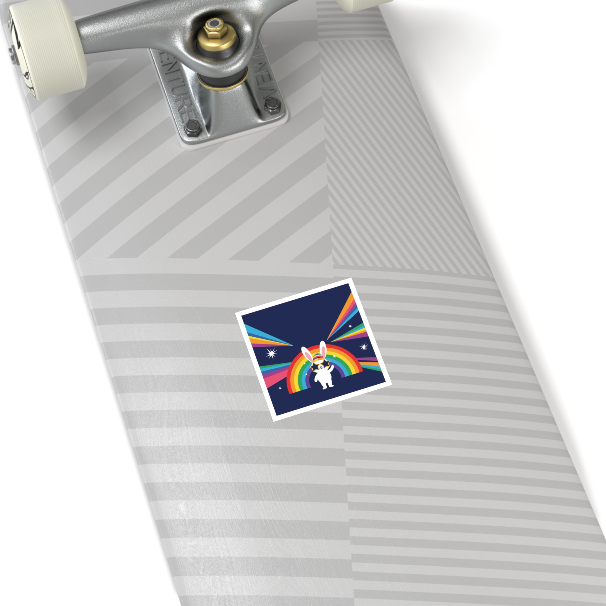 Happy Bunny With Rainbow Stars Laminate Stickers Square - Image 4