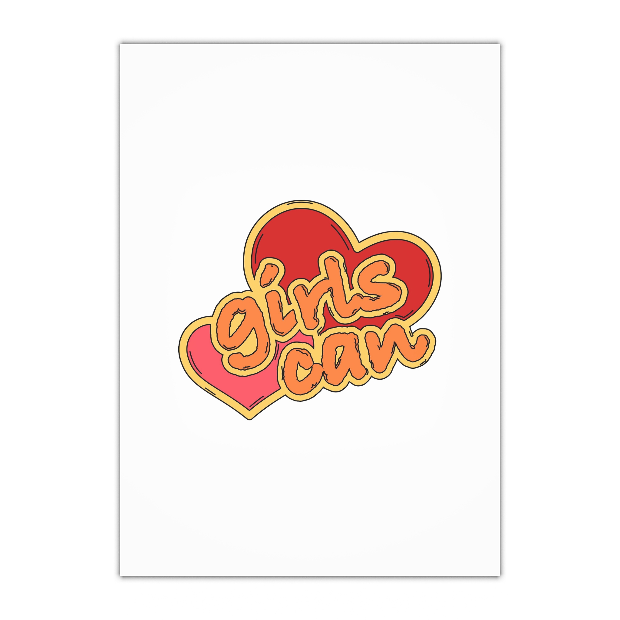 Girls Can Heart Sticker Vector Gift Wrapping Paper Sheets 1pc