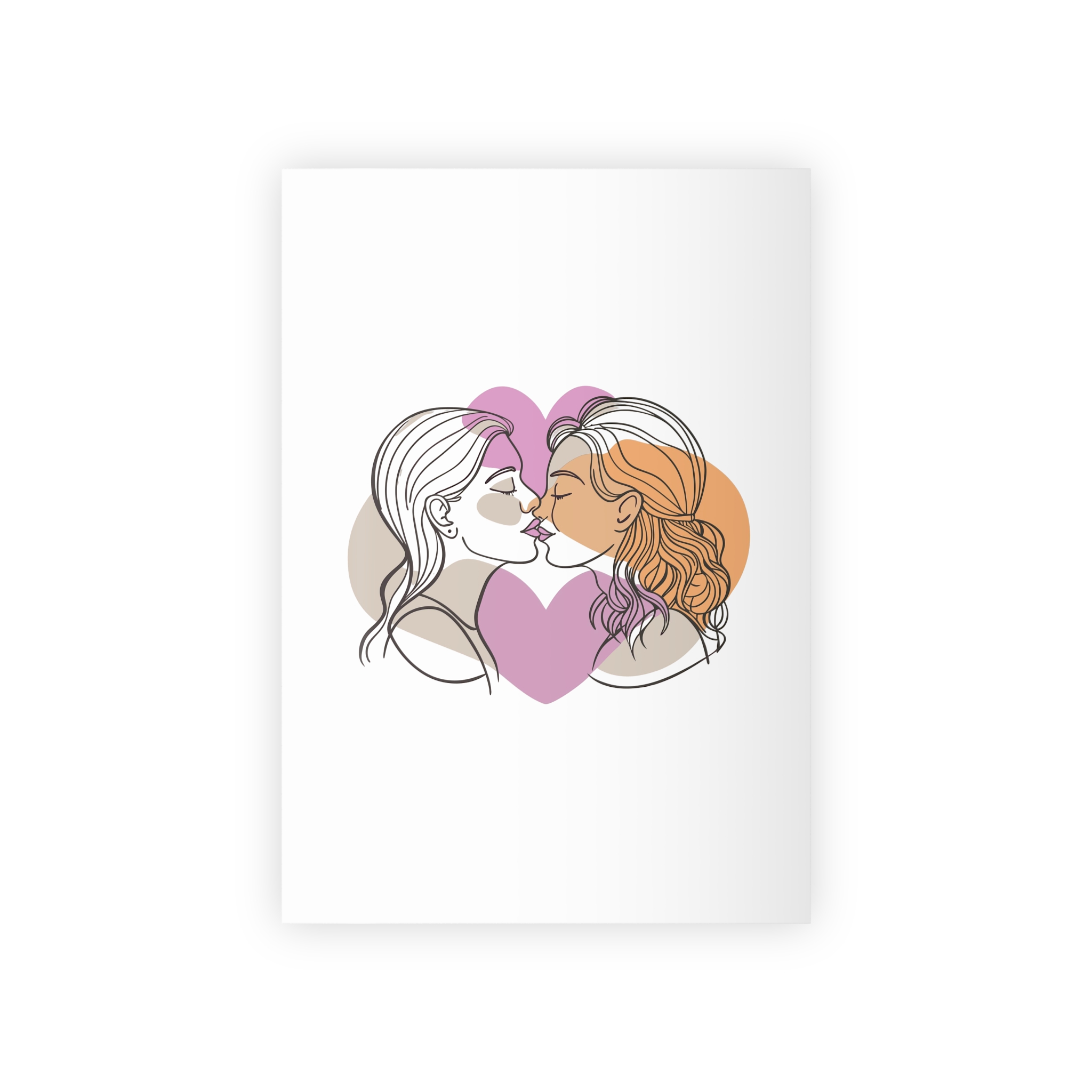 Two Women Are Kissing Front Heart With Pink Background Gift Wrapping Paper Rolls 1pc