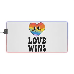Vector Lgbt Groovy Love Wins Lettering Heart - Led Gaming Mouse Pad