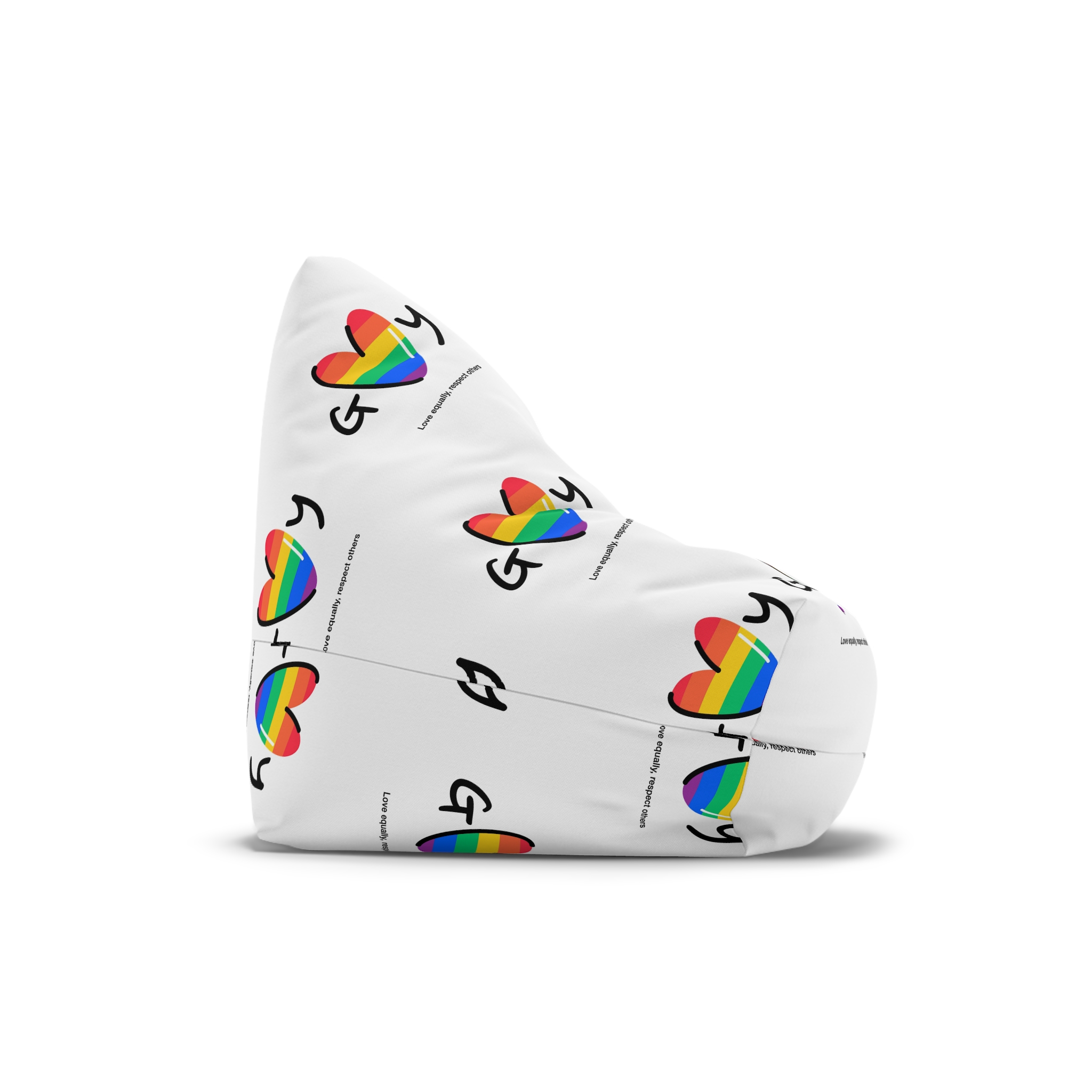 Love Letter Pride Rainbow Lettering Text Writing Pattern Freedom Love Heart Homo Colors Flag Parade Bean Bag Chair Cover - Image 3