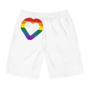 Pride Flag Heart Shape Icon Isolated White Background Lgbt Love Modern Sign Vector Illustration Mens Board Shorts Aop