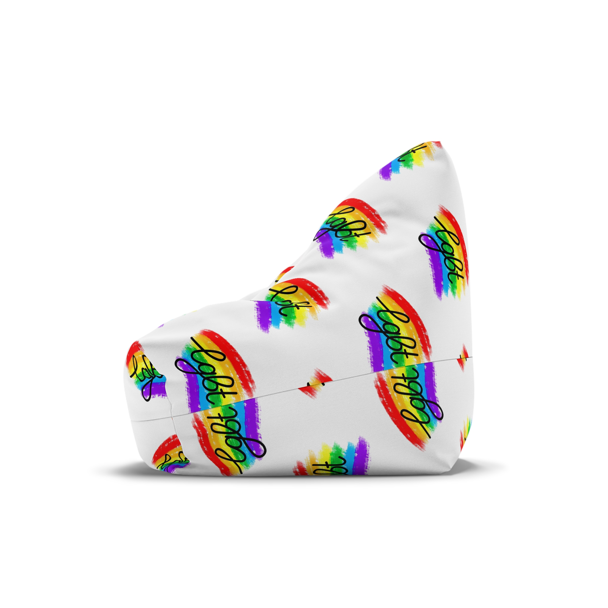 Lgbt Logo Vector Flat Illustration With Hand Drawn Watercolor Rainbow Flag Bean Bag Chair Cover - Image 4