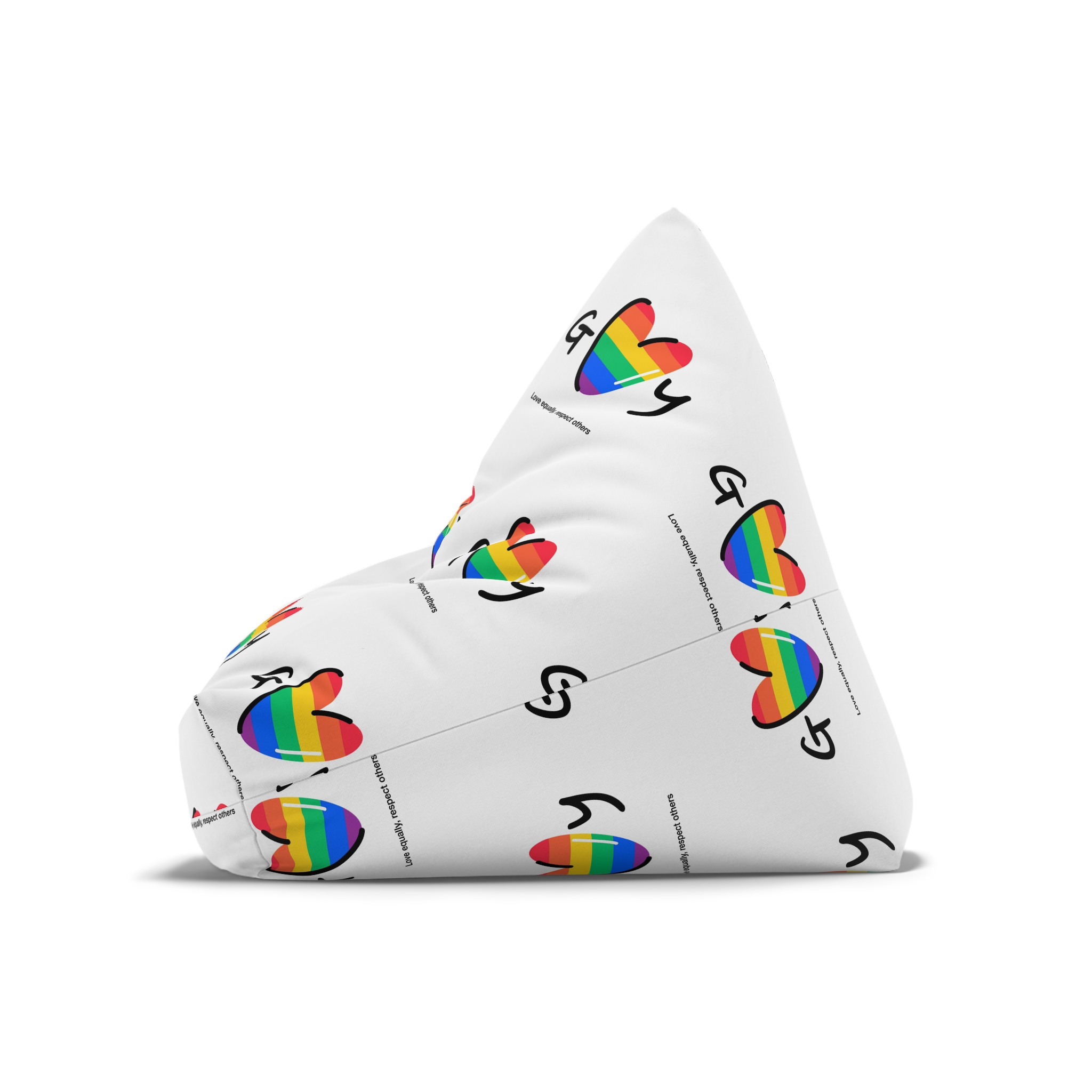 Love Letter Pride Rainbow Lettering Text Writing Pattern Freedom Love Heart Homo Colors Flag Parade Bean Bag Chair Cover - Image 8