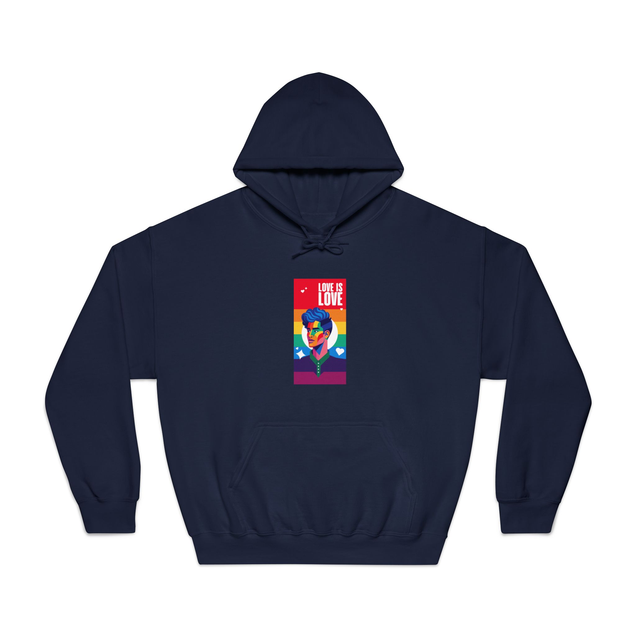 Poster Man With Rainbow Colored Face Rainbow Colored Background Unisex Dryblend Hooded Sweatshirt - Image 29