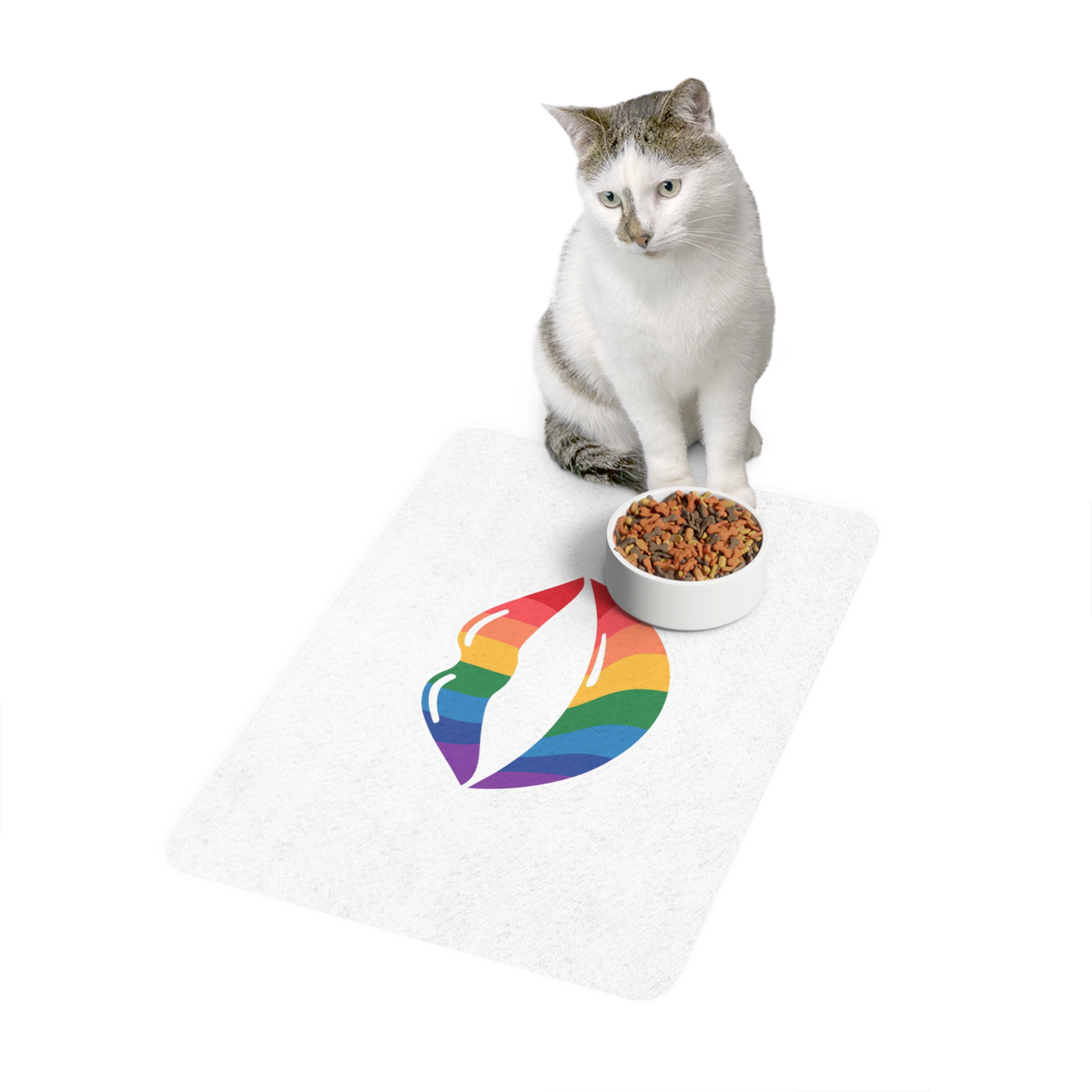 Rainbow Lips Illustration Pet Food Mat 12x18 - Image 3