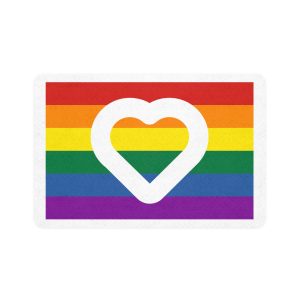 Pride Flag White Heart Shape Icon Inside Vector Illustration Pet Food Mat 12x18