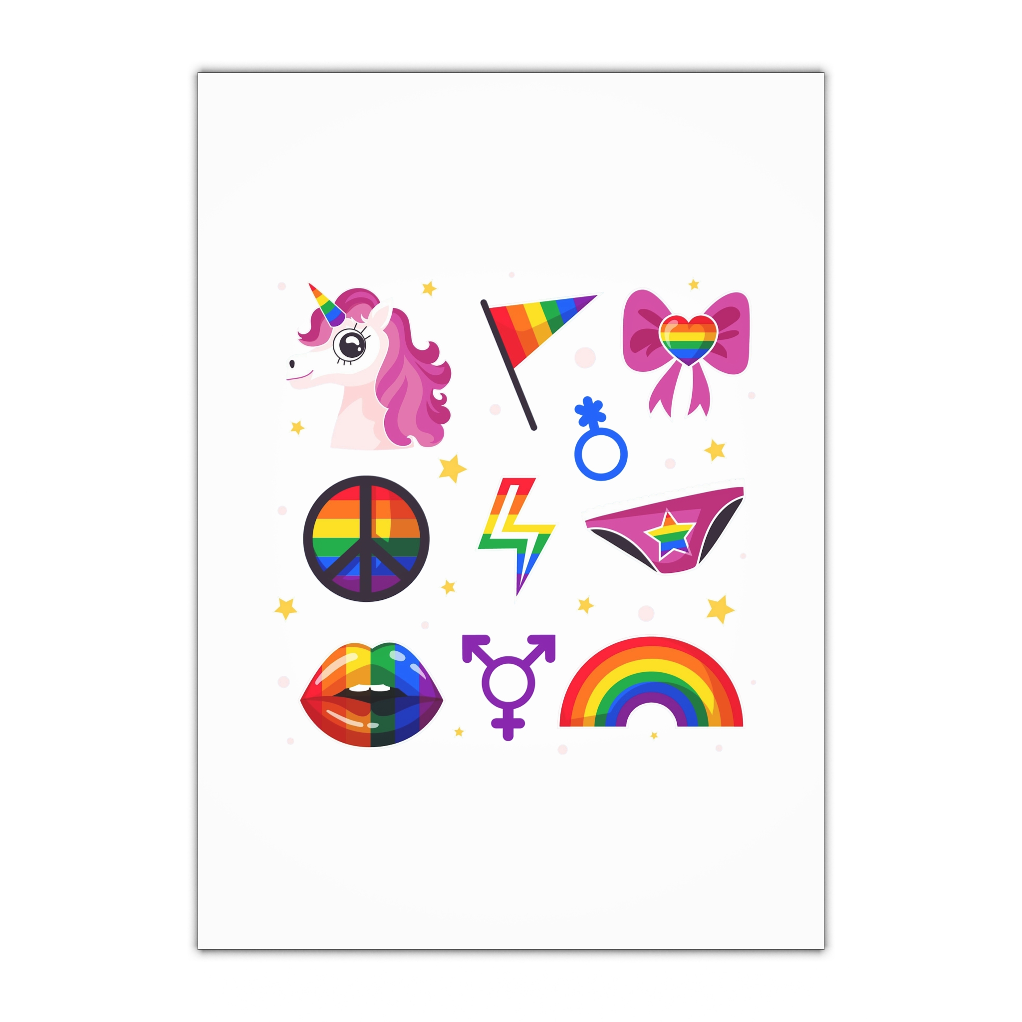 Flat Pride Month Lgbt Elements Collection(1) Gift Wrapping Paper Sheets 1pc