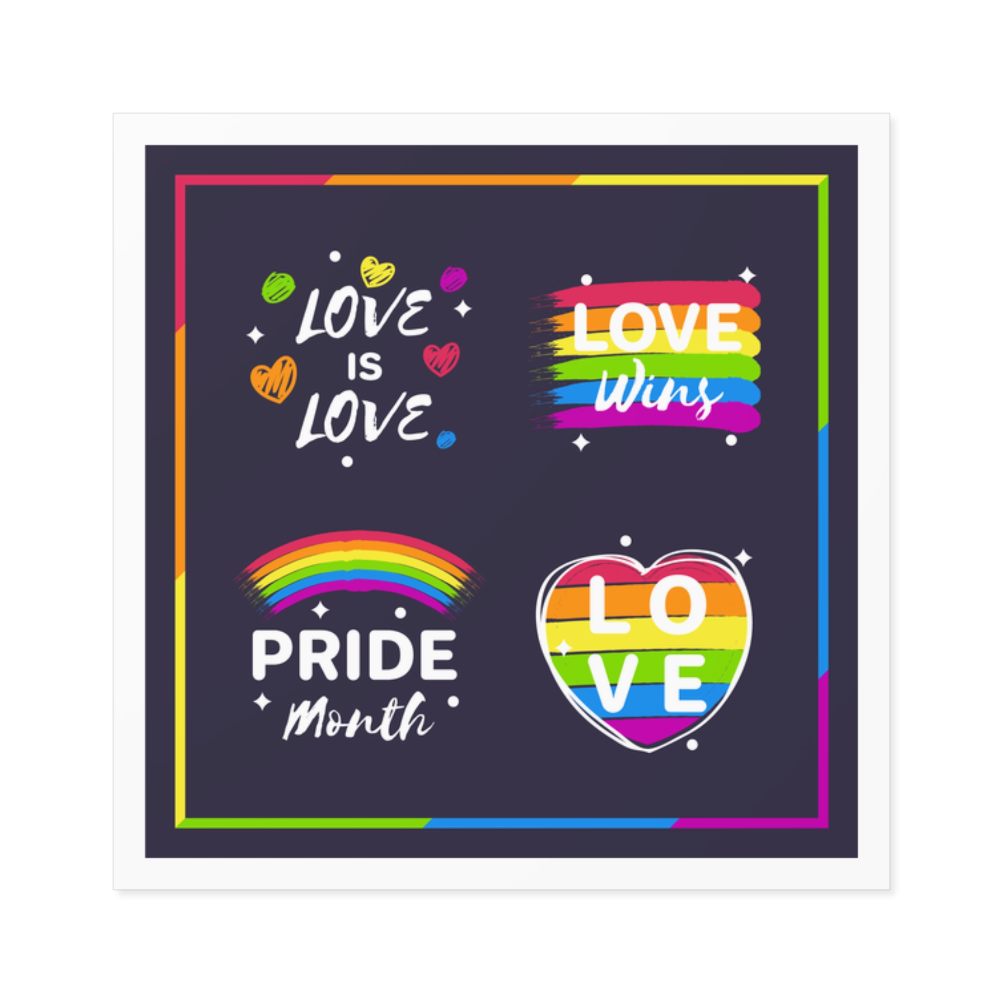 Pride Day Badges Set Laminate Stickers Square - Image 5