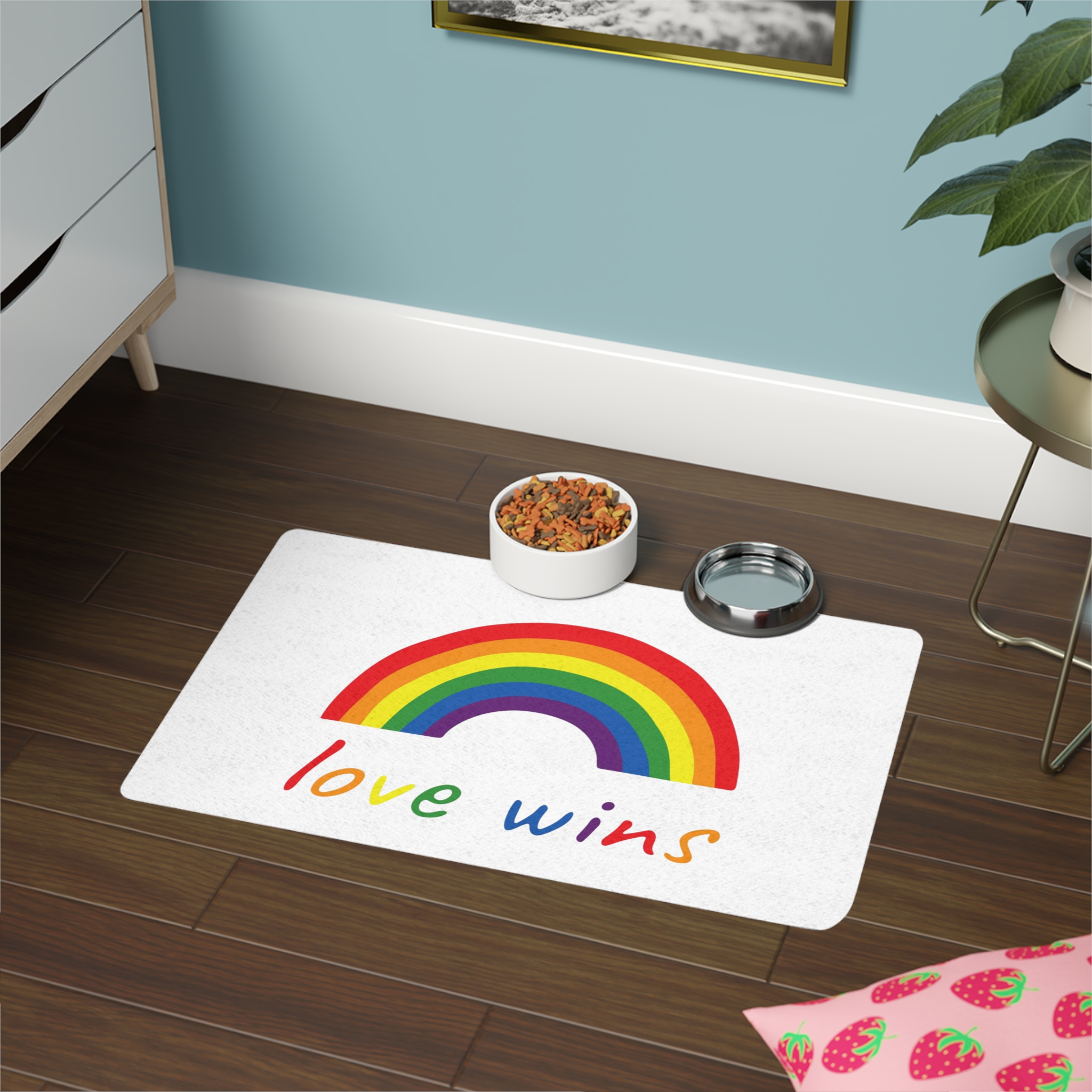 Colorful Rainbow Shape Bisexual Pride Flag Happy Pride Day Lgbtqia Community Pride Month Vector Hand Drawn Doodle Posters Stickers Logo Cards(1) Pet Food Mat 12x18 - Image 4