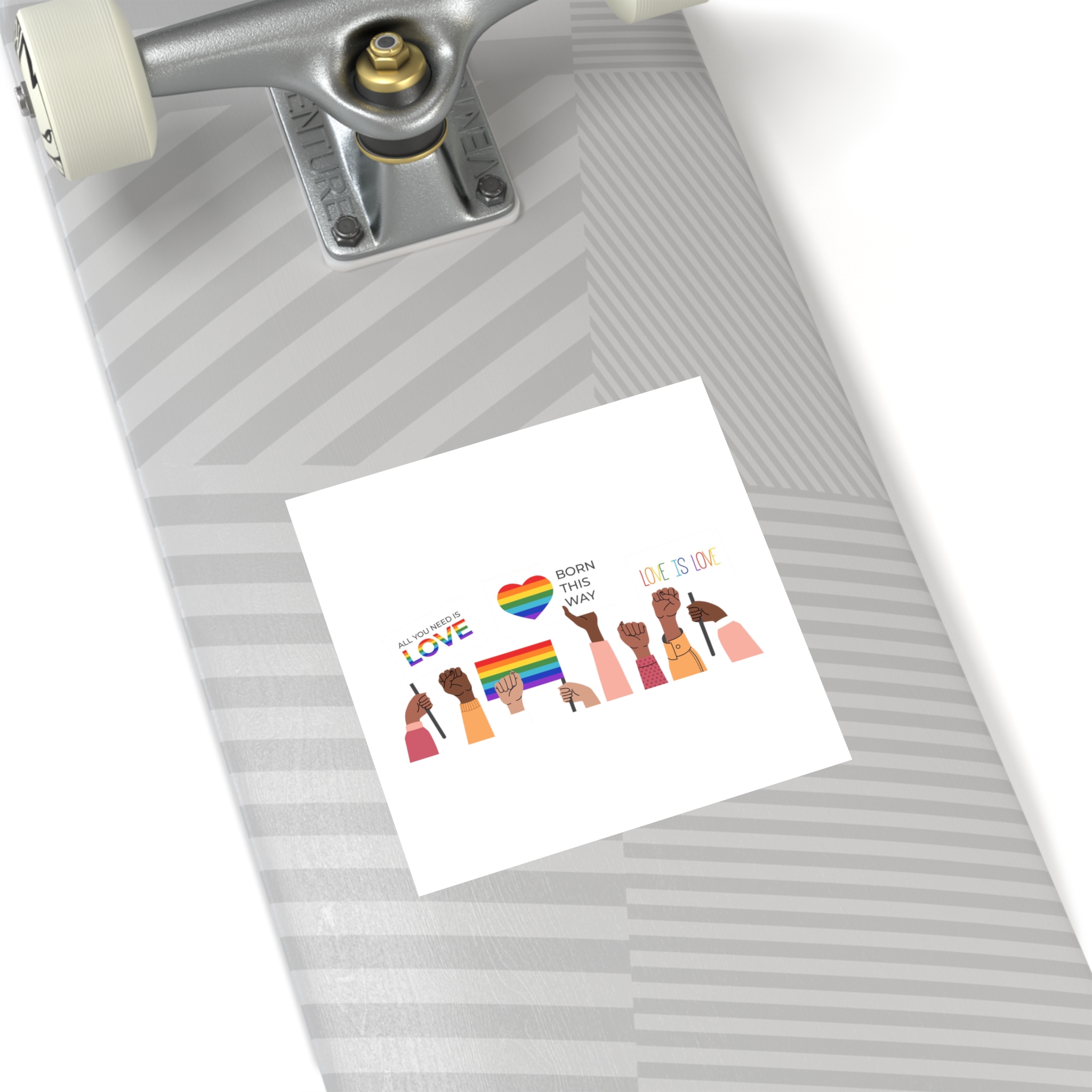 People Holding Lgbt Posters Symbols Signs Flags With Rainbows Pride Month Human Rights Love Is Love Laminate Stickers Square - Image 48