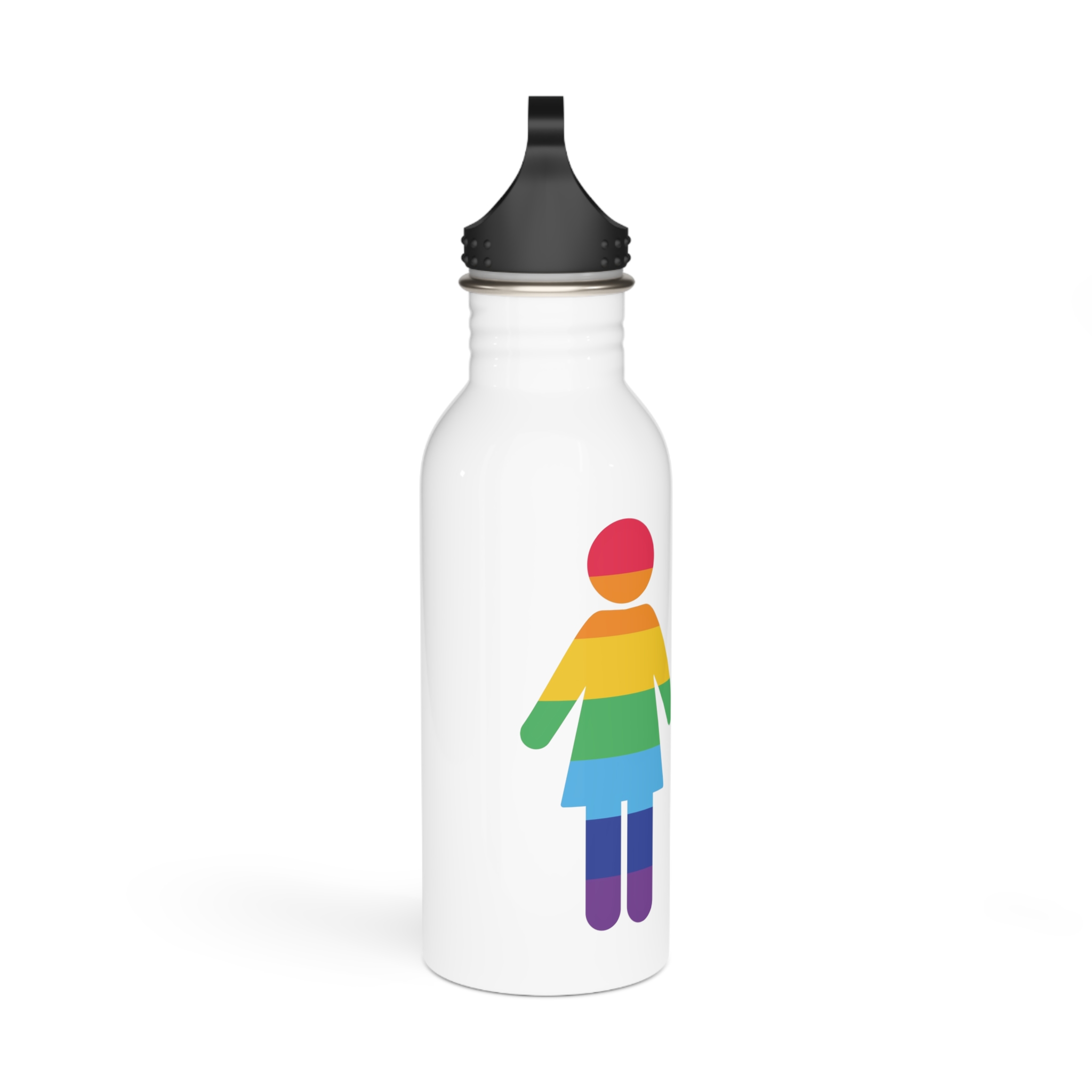 Lgbt Pride Two Lesbians Vector Icon Rainbow Colors Vector Illustration Stainless Steel Water Bottle - Image 2