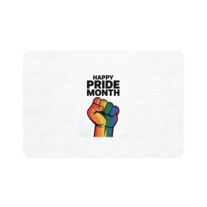 Happy Pride Month With Rainbow Fist Pet Food Mat 12x18