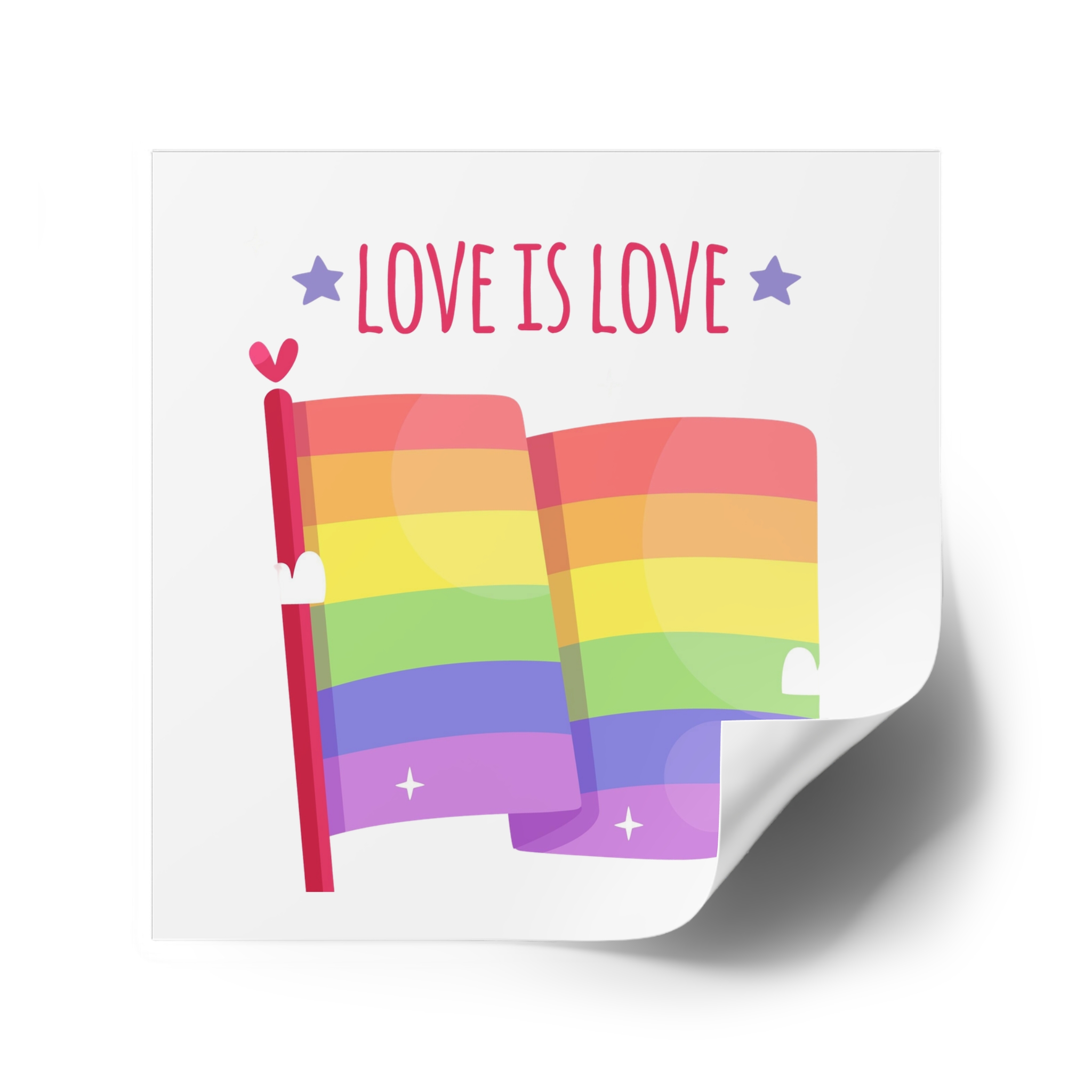 Pride Day Flag With Love Laminate Stickers Square - Image 34