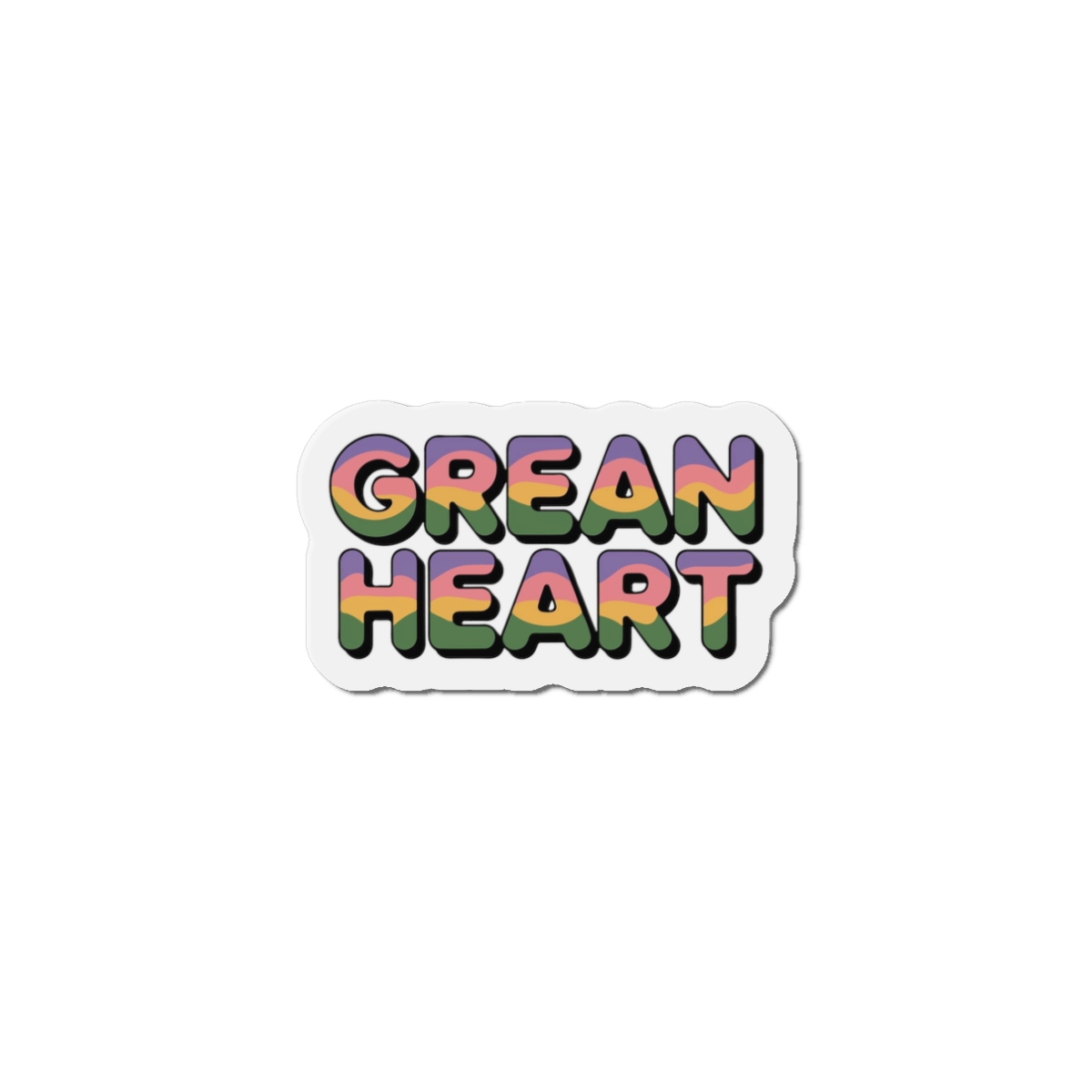 Green Heart Colorful Typography Die Cut Magnets - Image 4