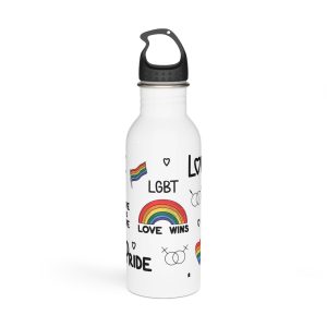 Lgbtq Pride Seamless Illustration Rainbow Hearts Love Symbols Stainless Steel Water Bottle