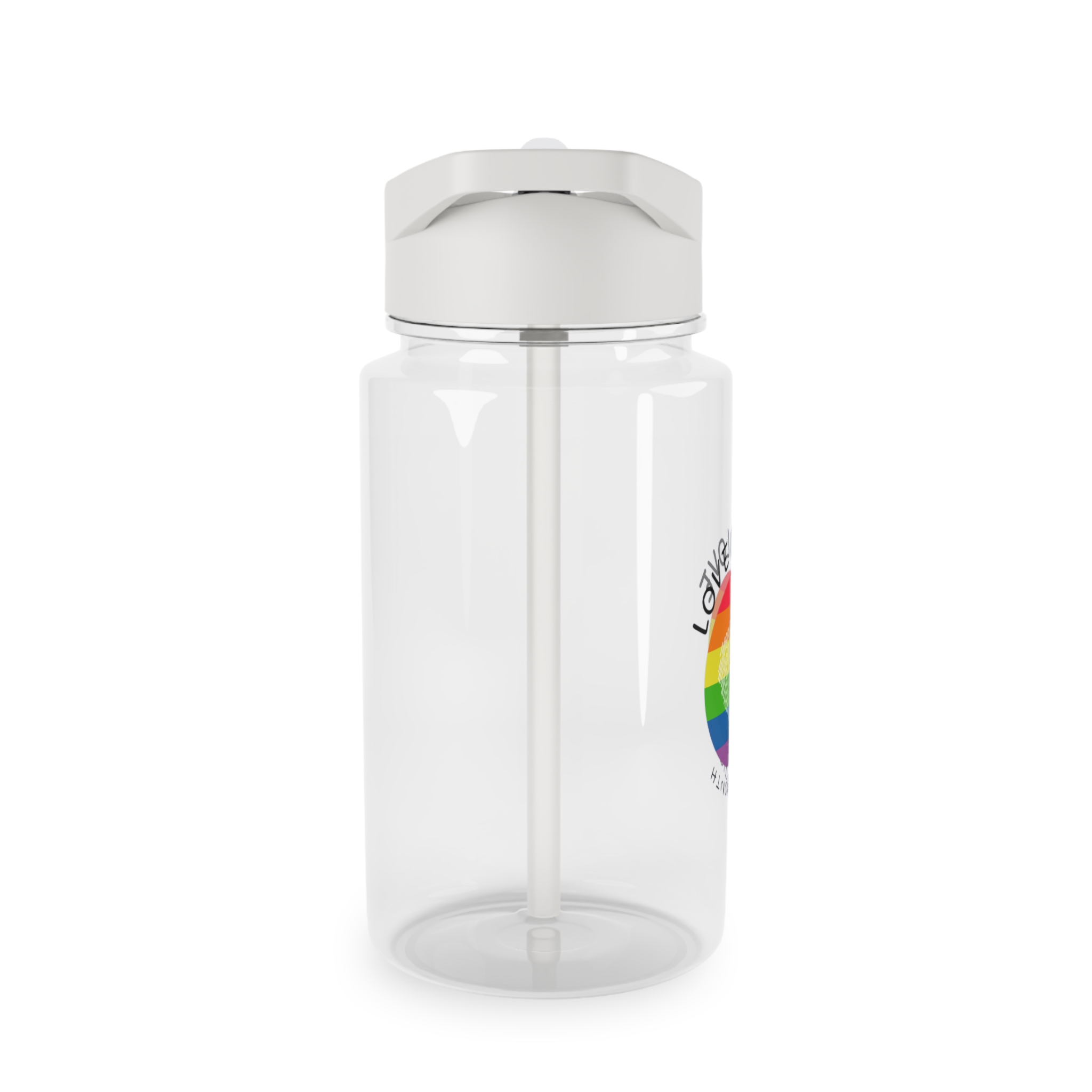 Lgbt Pride Month Love Is Love Lgbtq Symbol With Lgbt Pride Round Rainbow Flag With Heart Gay Pride Tritan Water Bottle - Image 4