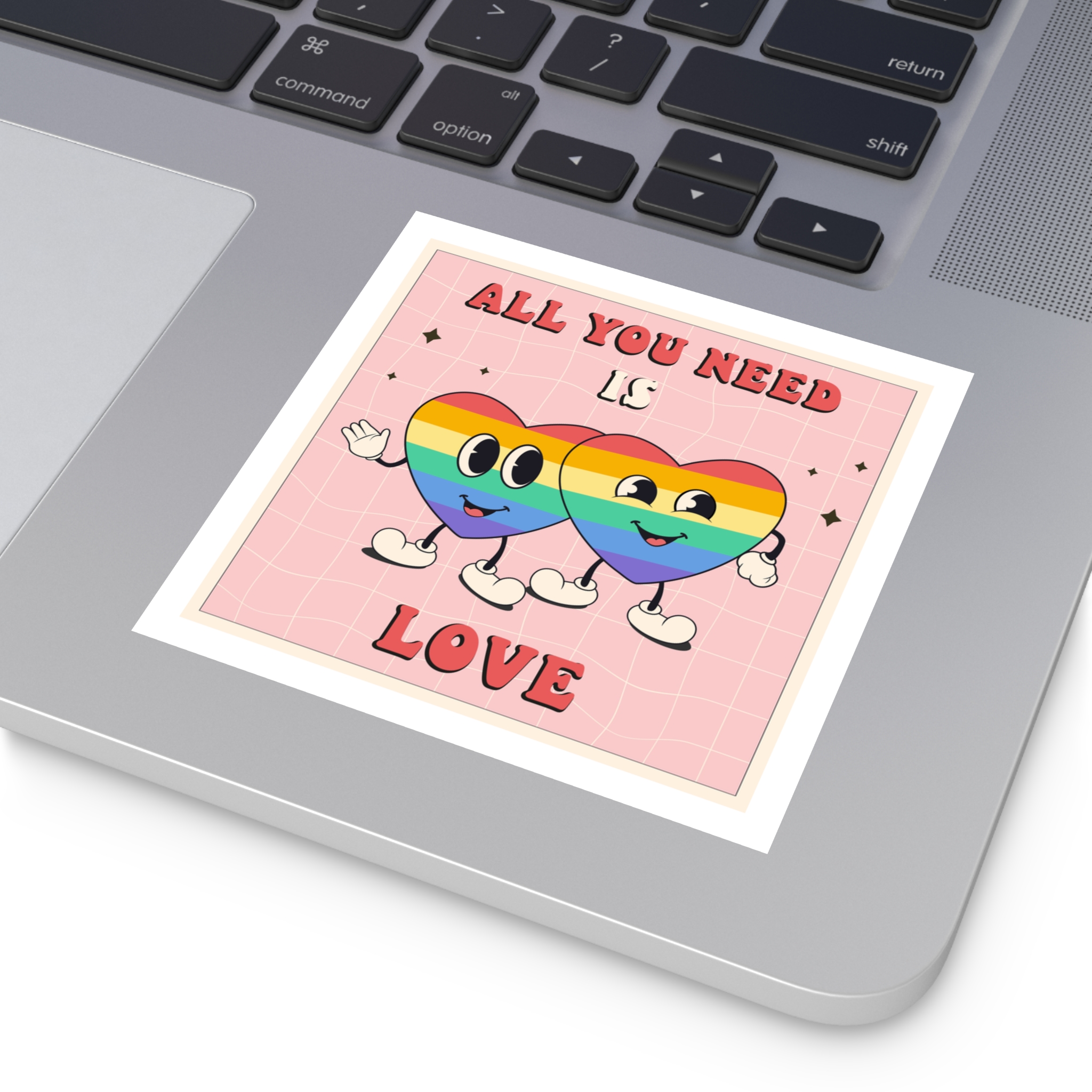 Lgbtq Pride Month Retro Groovy Poster Social Media Post Template With Rainbow Heart Laminate Stickers Square - Image 23