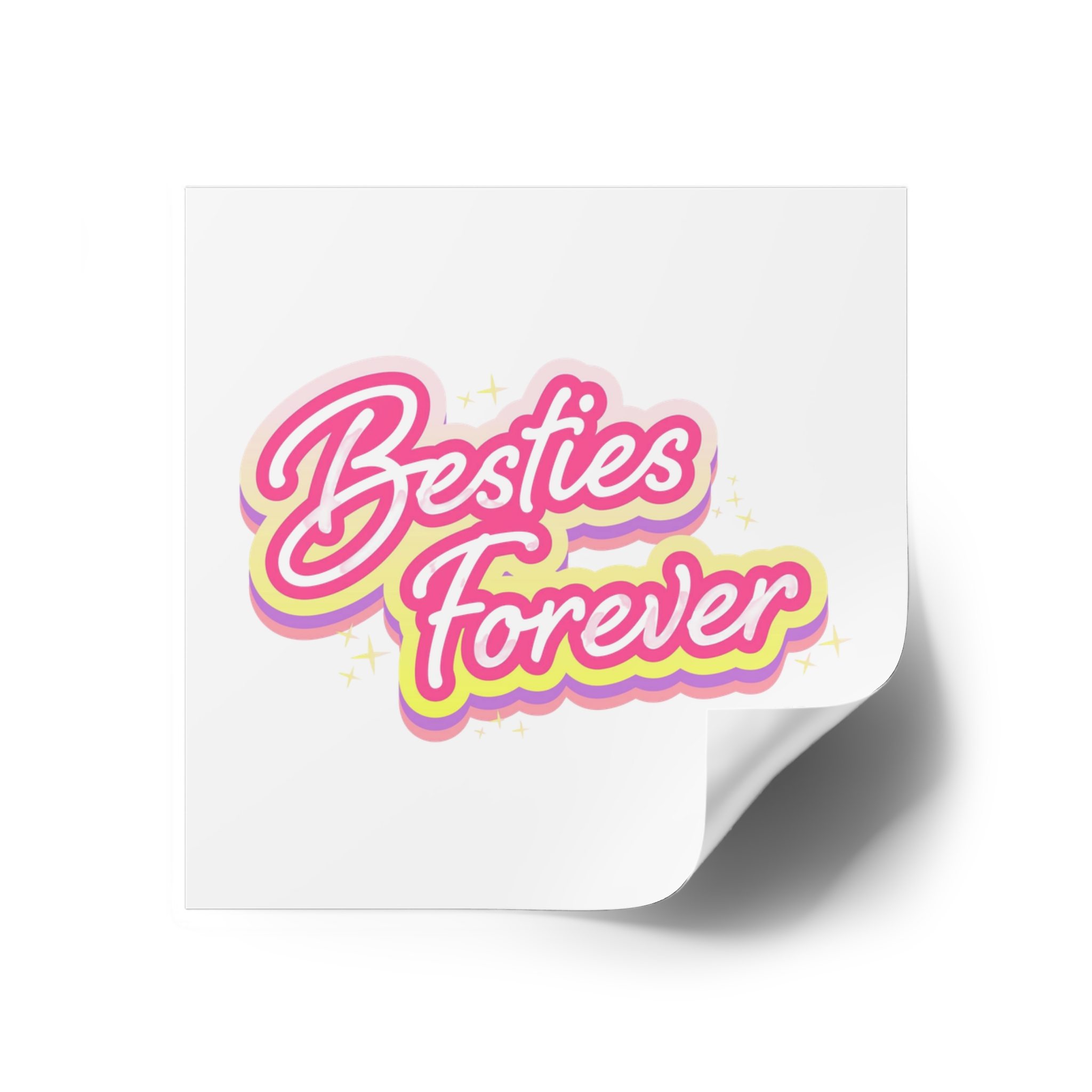 Pink Besties Forever Lettering Logo Laminate Stickers Square - Image 30