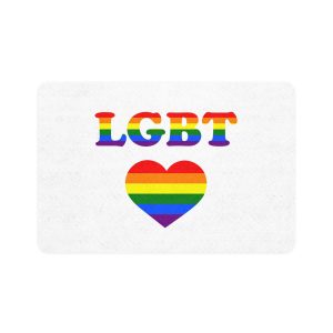 Vector Symbolism Lgbt Community Rainbow Colors Lgbt Inscription Rainbow Heart Pet Food Mat 12x18