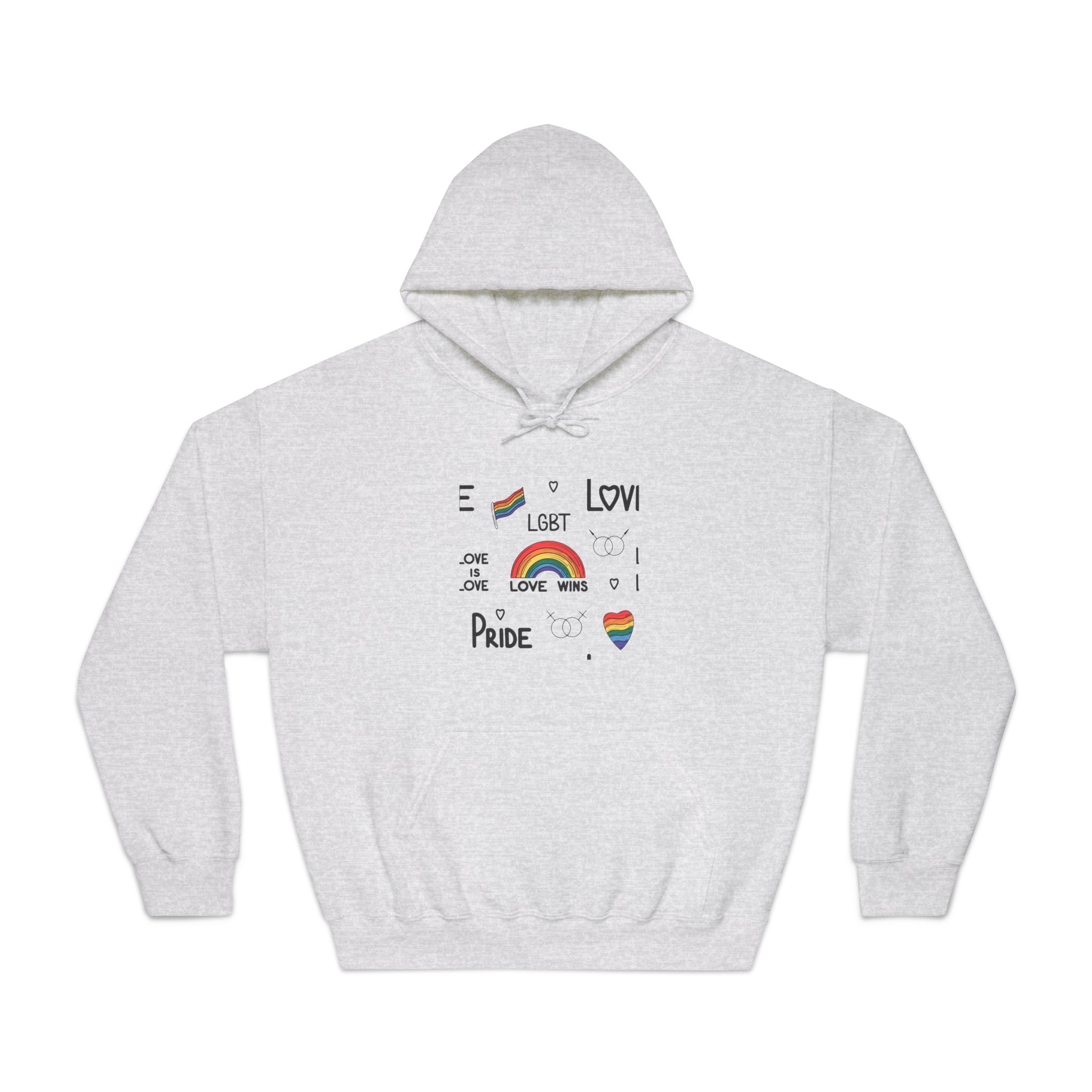 Lgbtq Pride Seamless Illustration Rainbow Hearts Love Symbols Unisex Dryblend Hooded Sweatshirt - Image 5