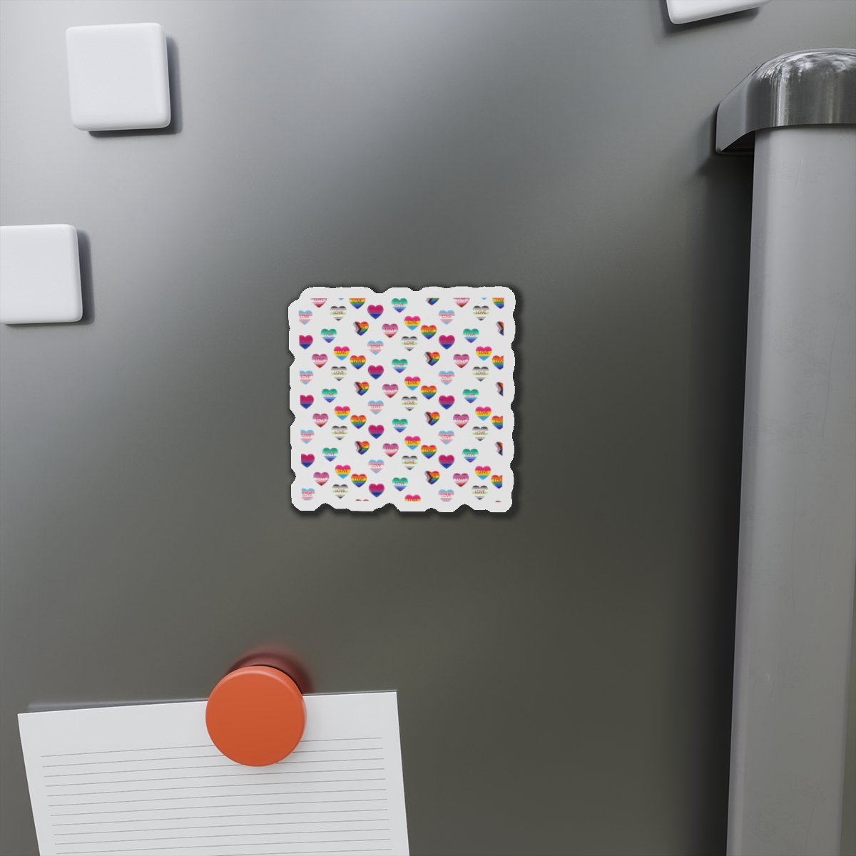 Background With Lgbt Flags Color Hearts Die Cut Magnets - Image 5