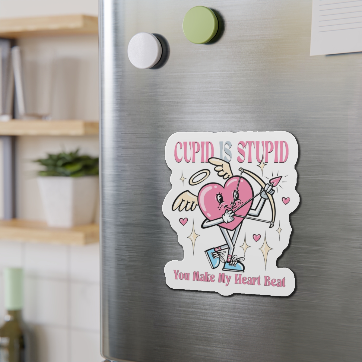 Love Cupid Holding Bow Tshirt Design Die Cut Magnets - Image 15