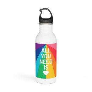 Rainbow Colored Background With All You Need Is Love Concept Pride Month Stainless Steel Water Bottle