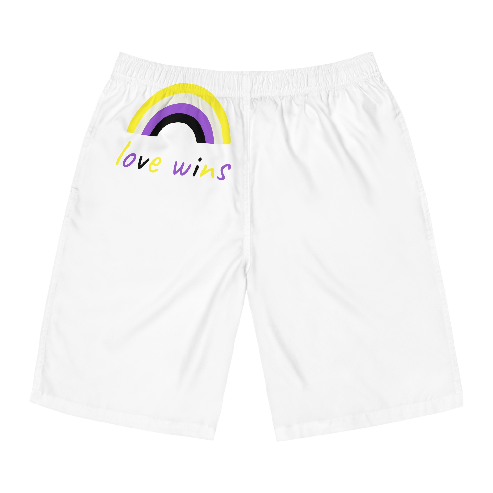 Colorful Rainbow Shape Nonbinary Pride Flag Happy Pride Day Lgbtqia Community Pride Month Vector Hand Drawn Doodle Posters Stickers Logo Cards Mens Board Shorts Aop