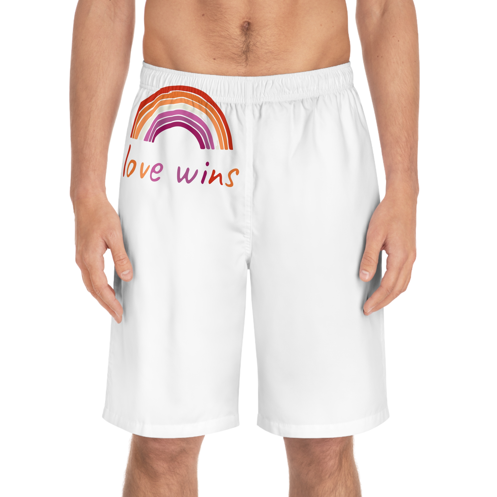 Colorful Rainbow Shape Lesbian Pride Flag Happy Pride Day Lgbtqia Community Pride Month Vector Hand Drawn Doodle Posters Stickers Logo Cards Mens Board Shorts Aop - Image 3
