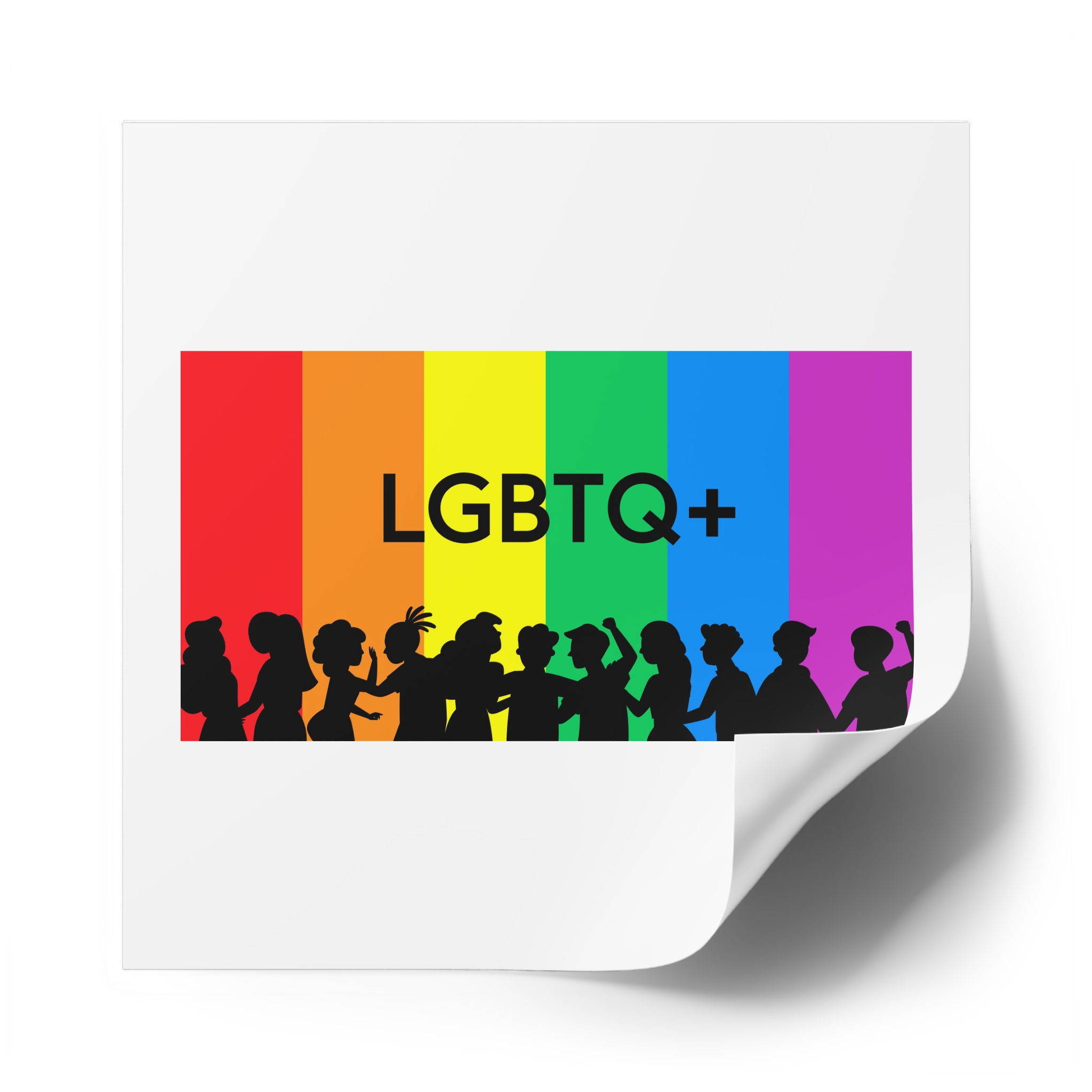 Rainbow Lgbt Lgbtqia Pride Flag Sign Flat Icon Laminate Stickers Square - Image 54
