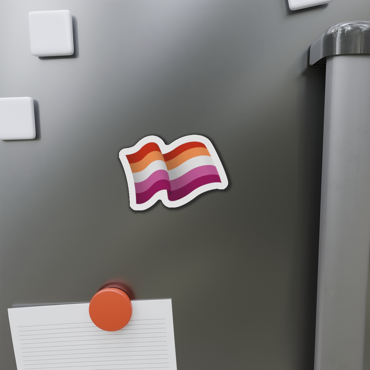 Flag Lesbian Lgbtq Ribbon Style Flag That Conveys Sense Movement Waving Effect Die Cut Magnets - Image 8