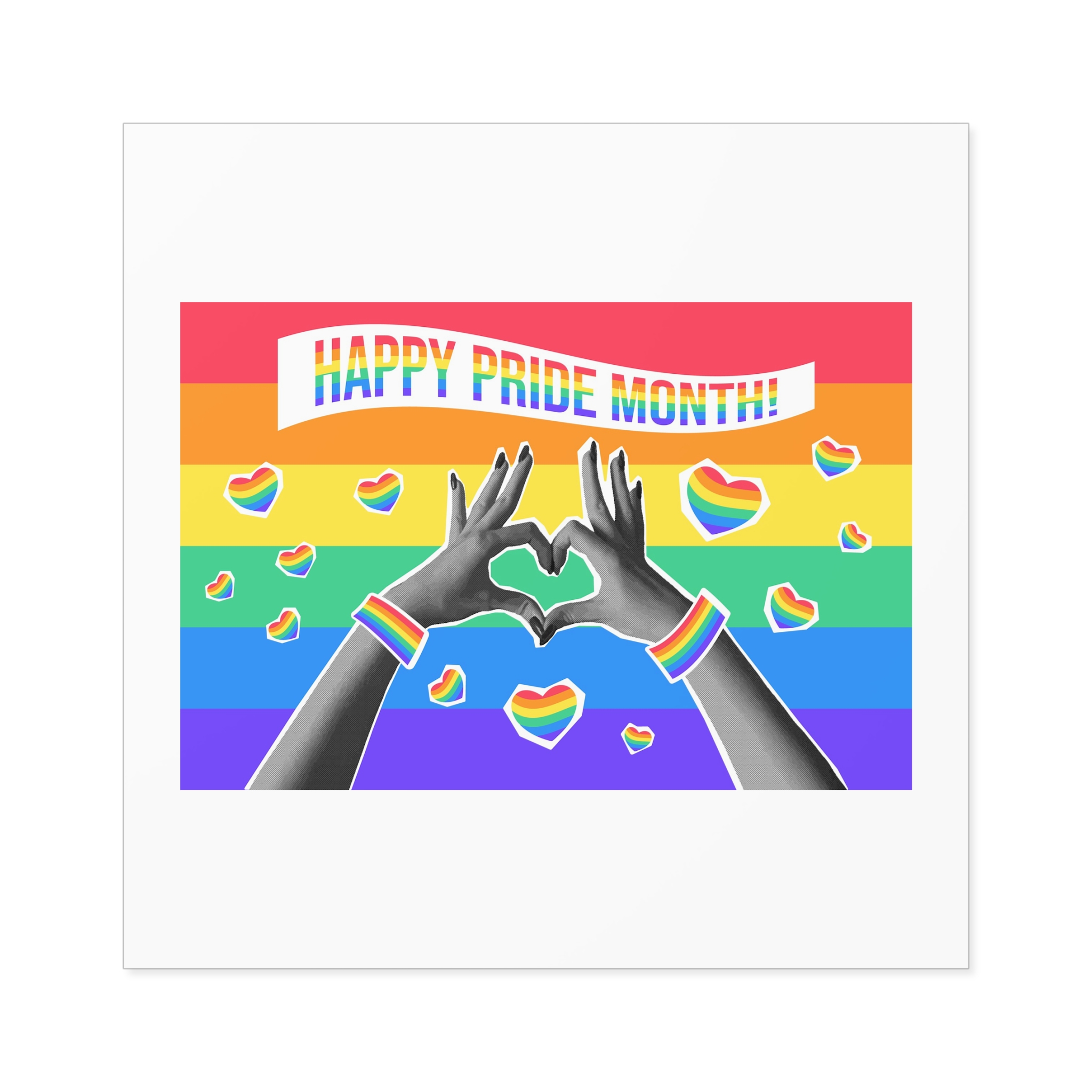 Lgbtq Pride Month Card Y2k Style Trendy Retro Collage Halftone Hands Laminate Stickers Square - Image 57