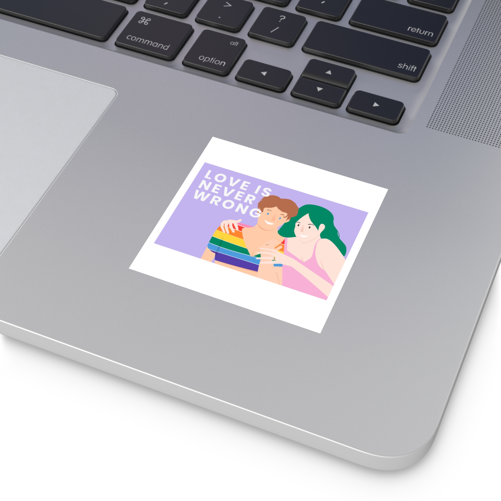 Lgbtq Gay Couple Banner Template Pride Month Laminate Stickers Square - Image 3