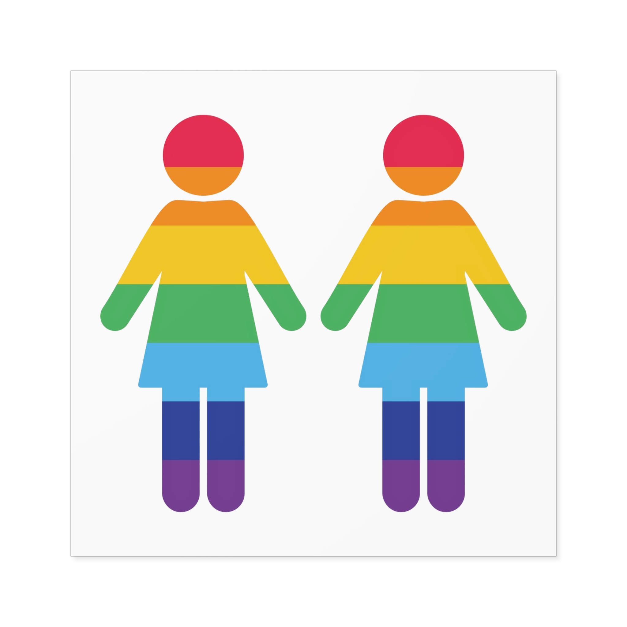 Lgbt Pride Two Lesbians Vector Icon Rainbow Colors Vector Illustration Laminate Stickers Square - Image 45