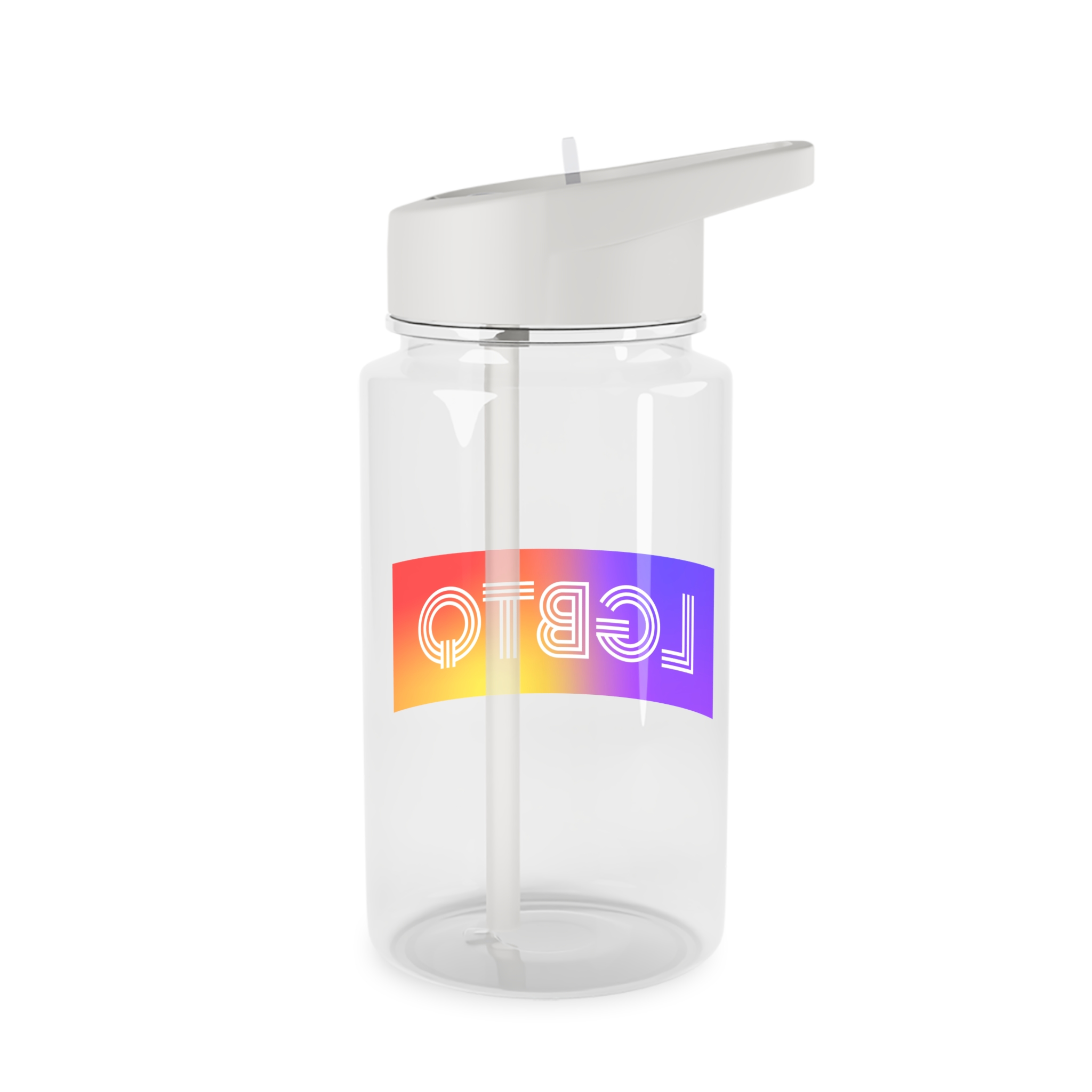 Lgbtq Typography With Rainbow Gradient Background Colorful Vibrant Pride Concept Poster Banner Tritan Water Bottle - Image 2