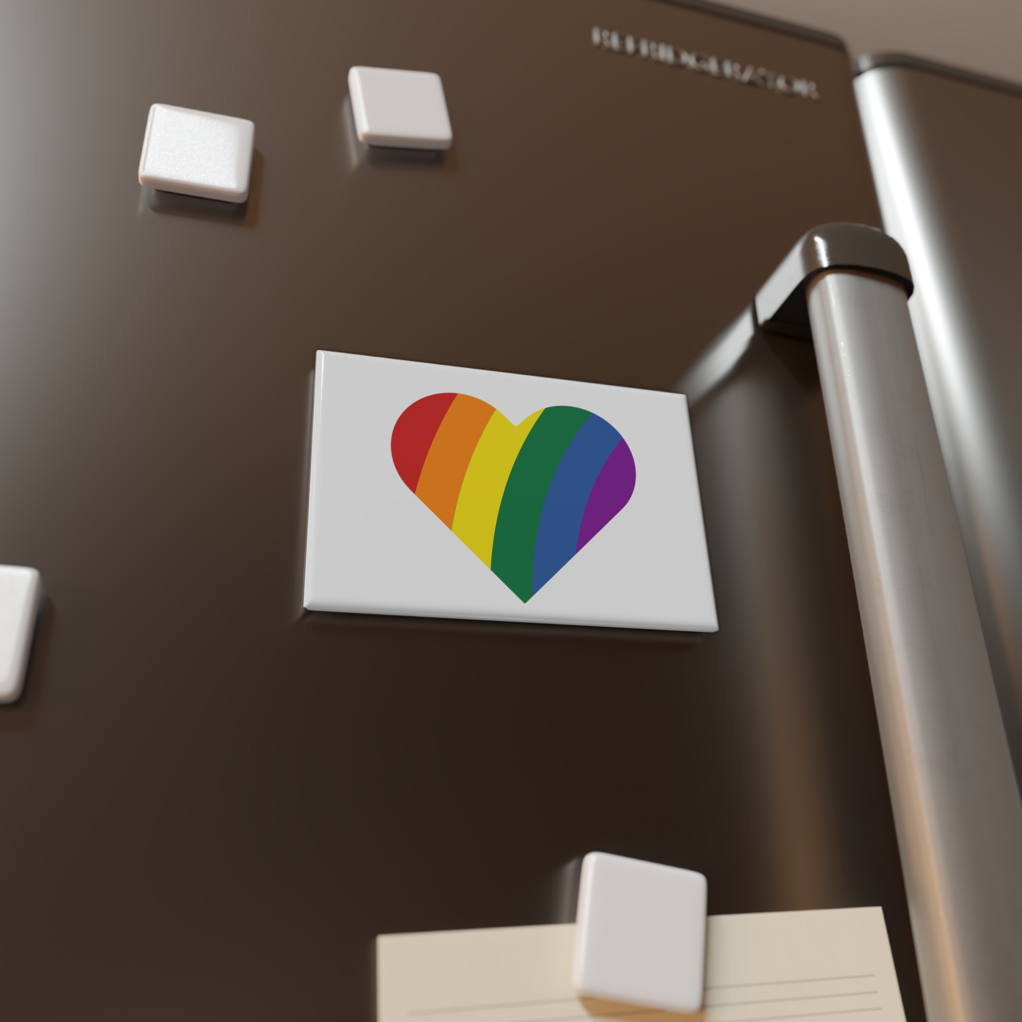 Minimalist Pride Heart Filled With Rainbow Colors Button Magnet Rectangle 1 And 10 Pcs - Image 8