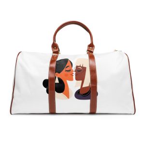 Flat Design Lesbian Couple Kiss Illustration (2) Waterproof Travel Bag