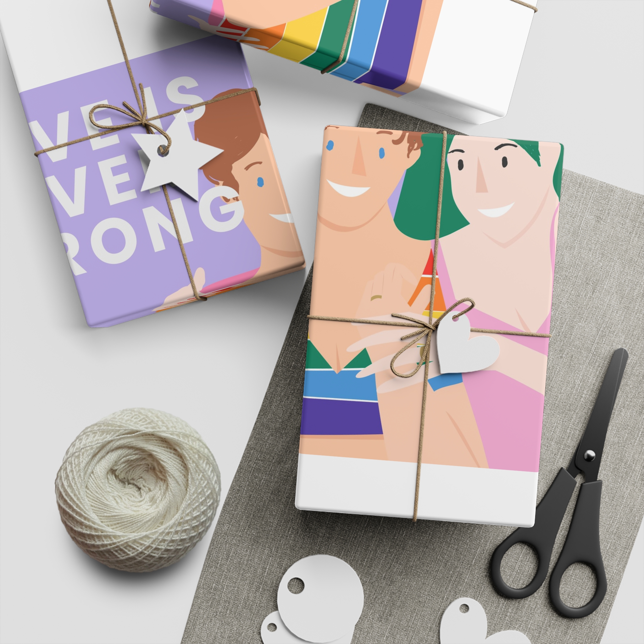 Lgbtq Gay Couple Banner Template Pride Month Gift Wrapping Paper Sheets 1pc - Image 2