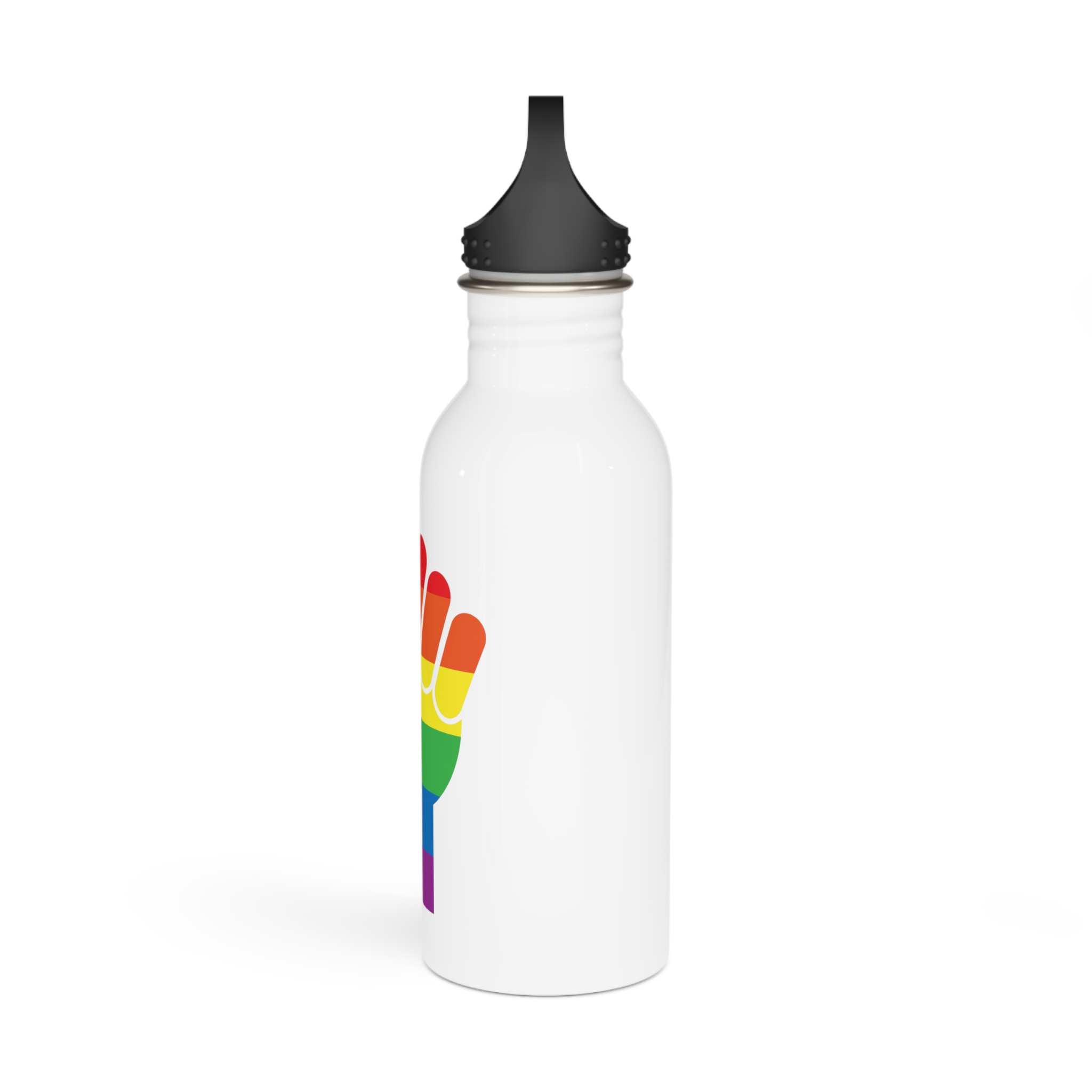 Vector Lgbt Rainbow Flag Fist Isolated White Background Stainless Steel Water Bottle - Image 4