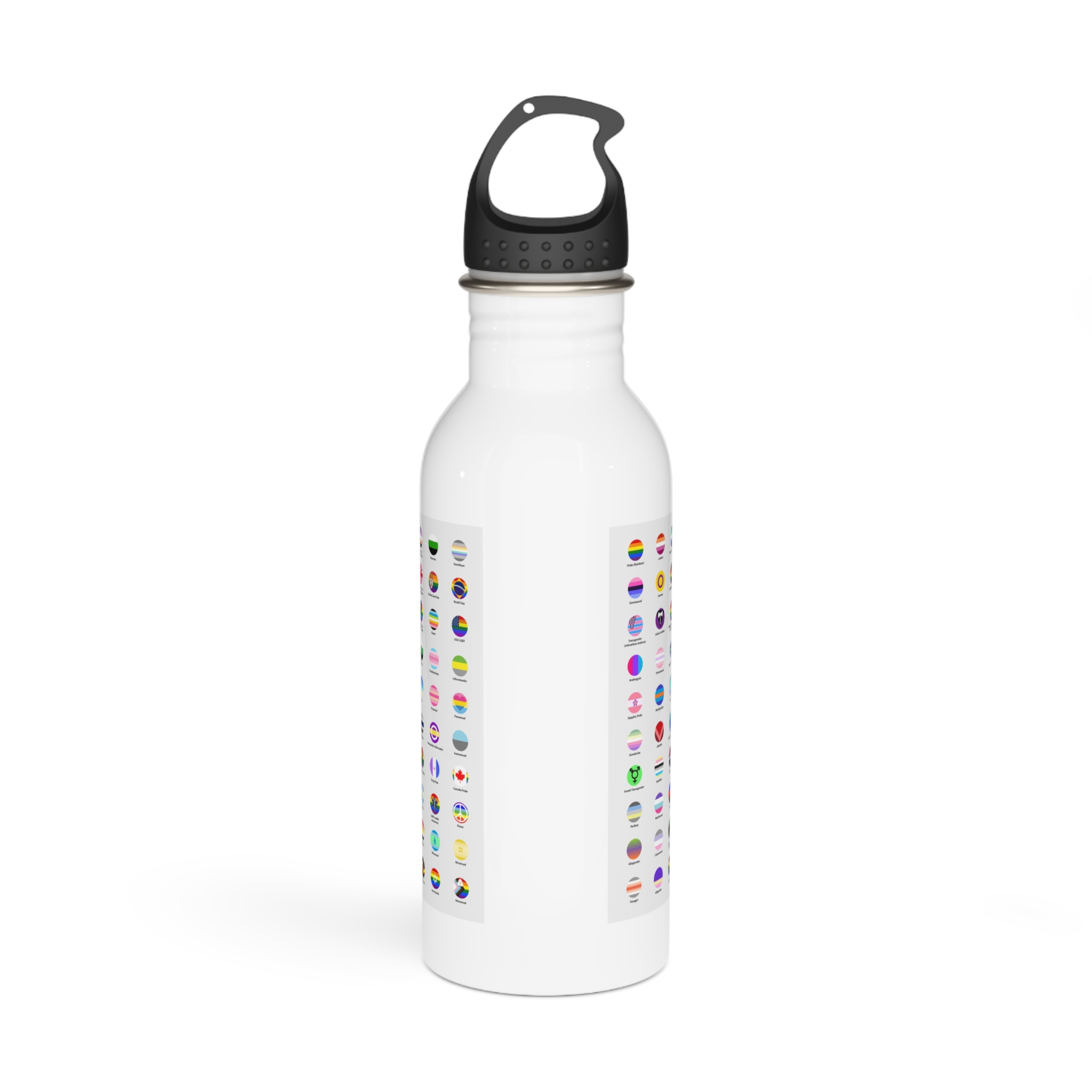 Circular Lgbtq Pride Flags Collection Chart Representing Diverse Gender Sexual Identities Stainless Steel Water Bottle - Image 3