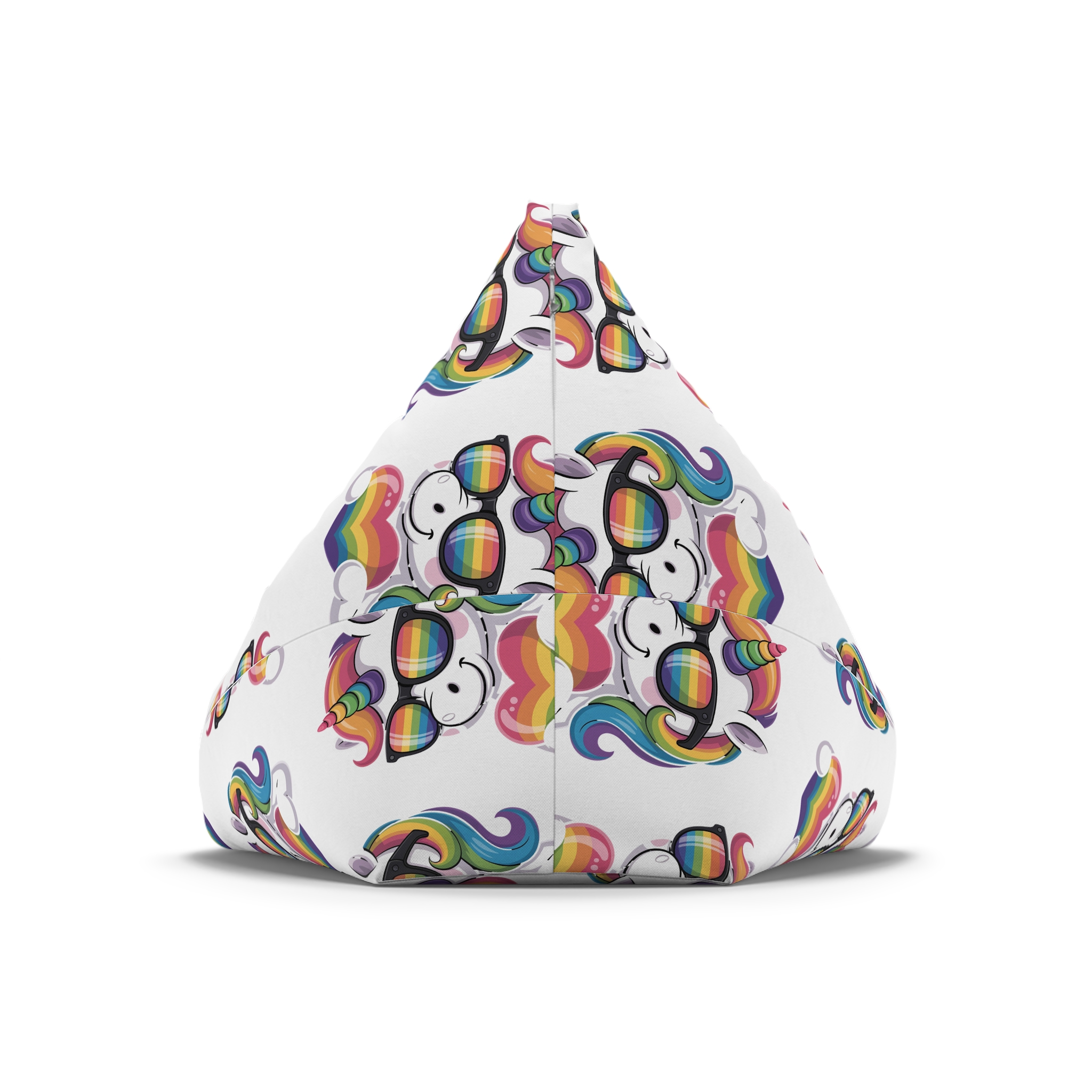 Cute Unicorn With Rainbowcolored Mane Tail Is Wearing Black Sunglassesnbow Stripes Bean Bag Chair Cover - Image 6