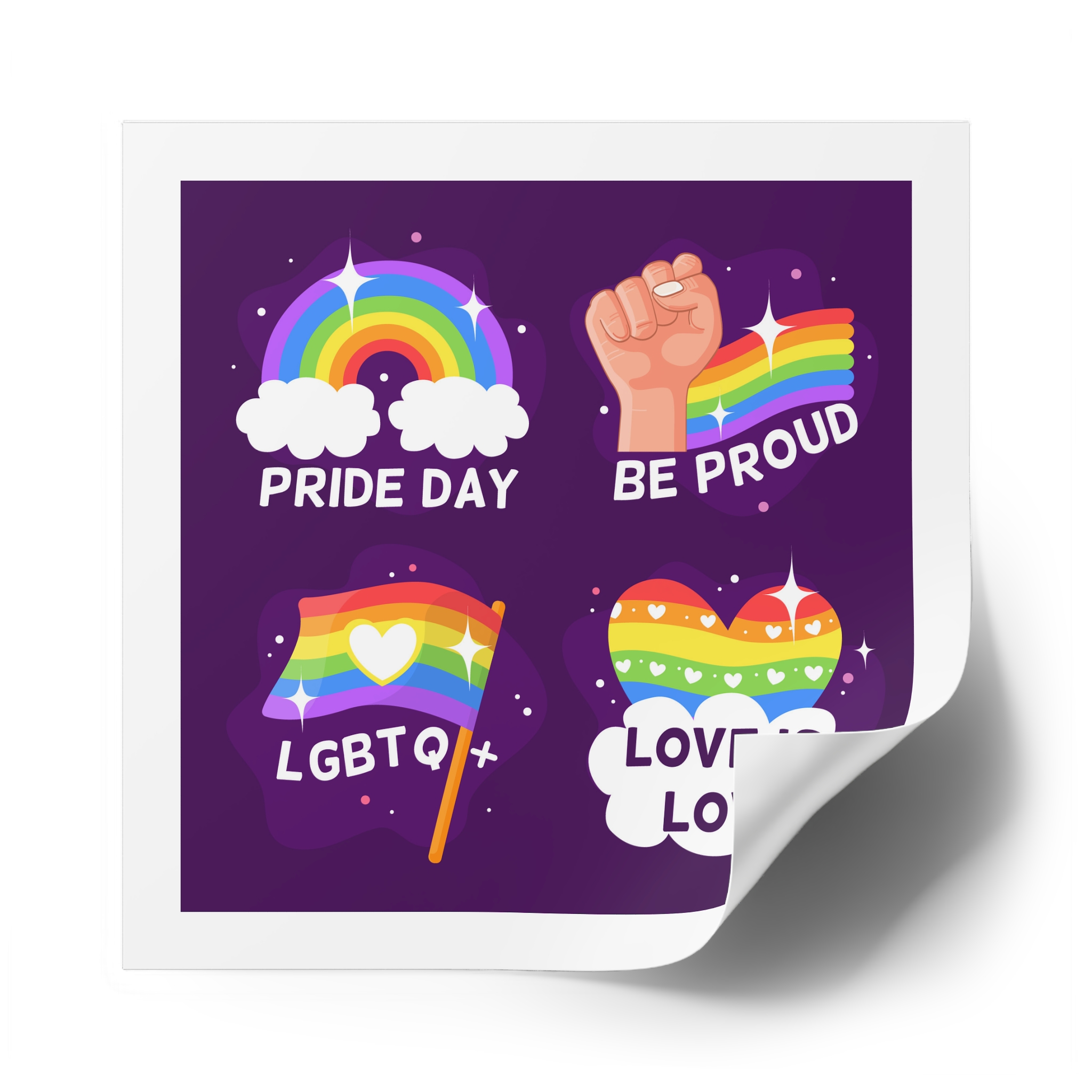 Pride Day Badges Collection Laminate Stickers Square - Image 58