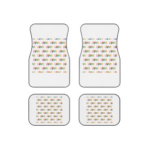 Rainbow Love Lettering Seamless Pattern Happy Pride Minimalistic Background With Simple Text Car Mats Set Of 4