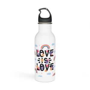 Pride Day Lettering With Rainbows Flowers Stainless Steel Water Bottle