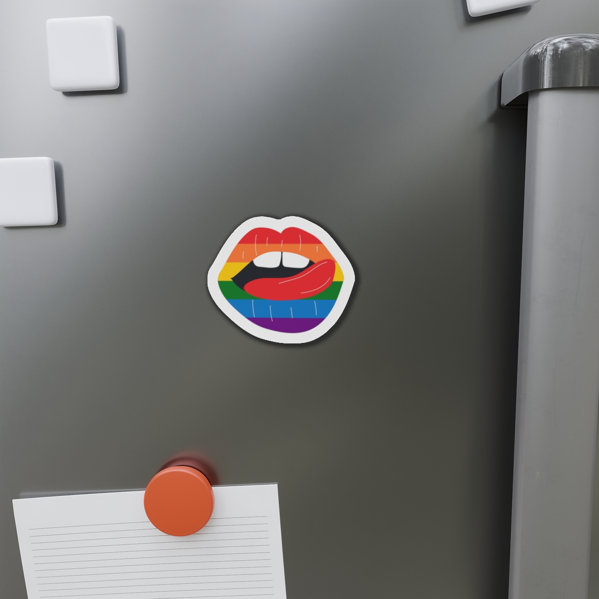 Beautiful Lips Kiss Trace With Lgbt Symbol Pride Flag Rainbow Colors Print Die Cut Magnets - Image 8
