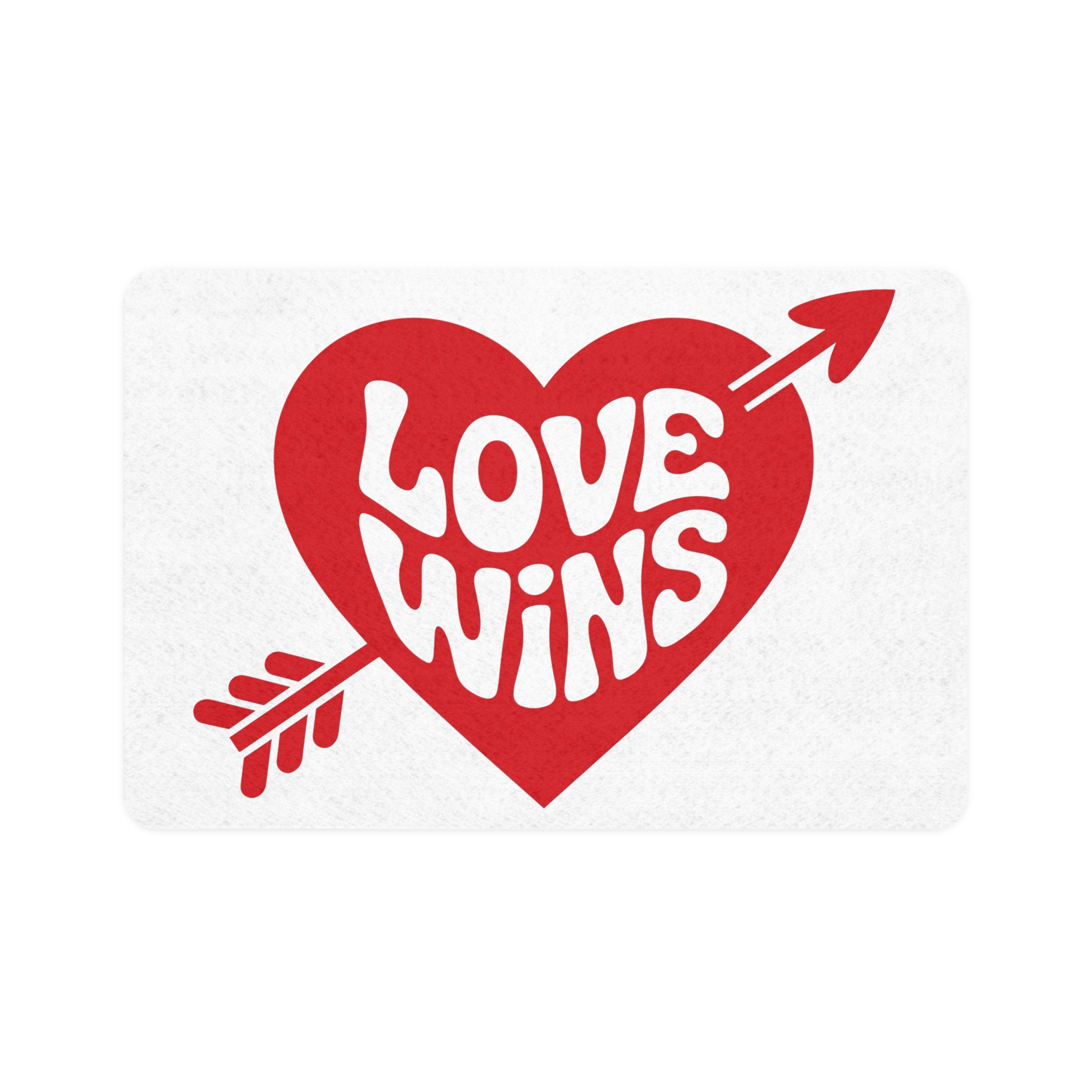 Love Wins Inscription Red Heart Pierced With Cupid39s Arrow Transparent Background Pet Food Mat 12x18