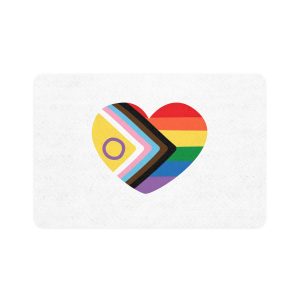 Inclusive Love Progress Pride Flag Heart Symbol Pet Food Mat 12x18