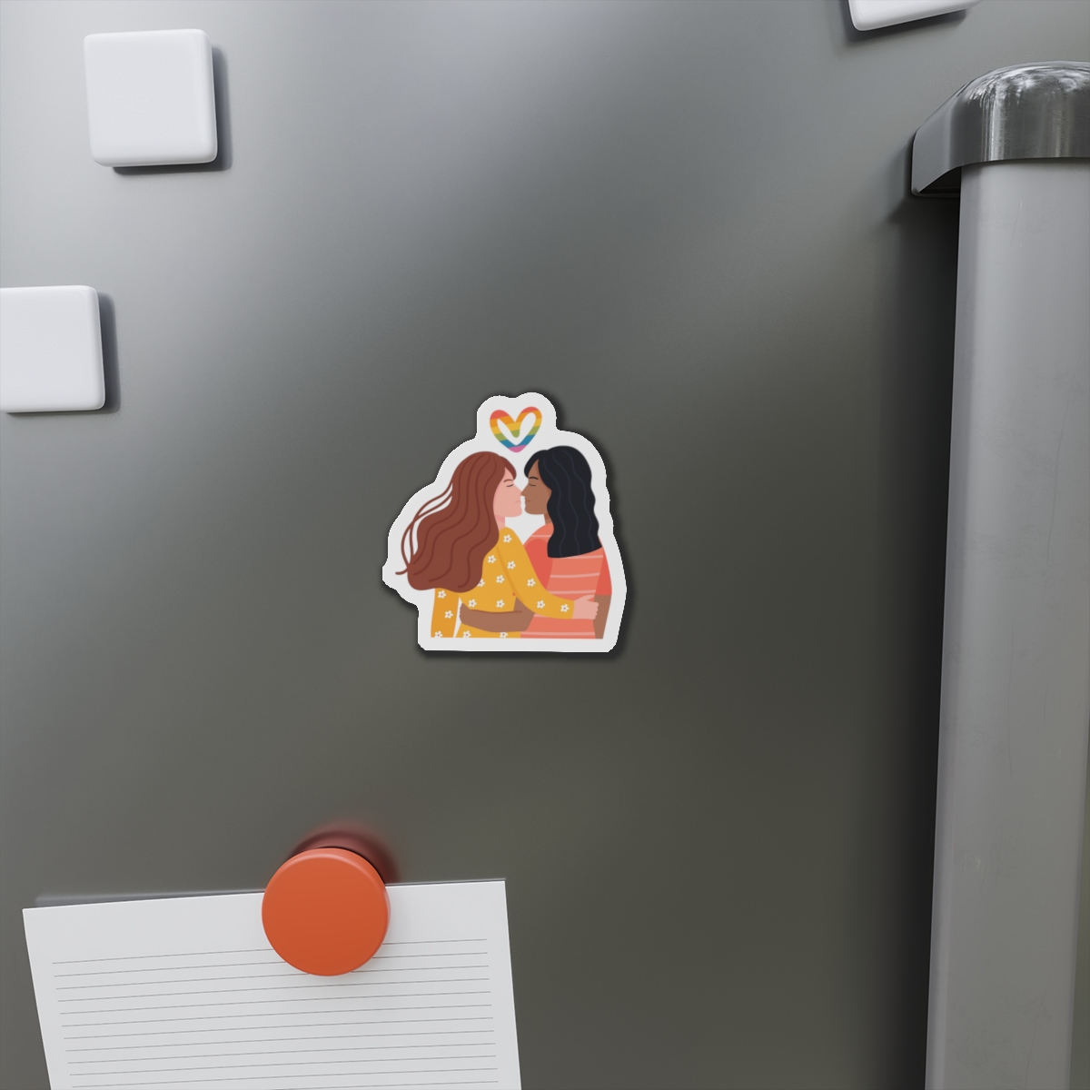 Hand Drawn Affectionate Lesbian Kiss (1) Die Cut Magnets - Image 5