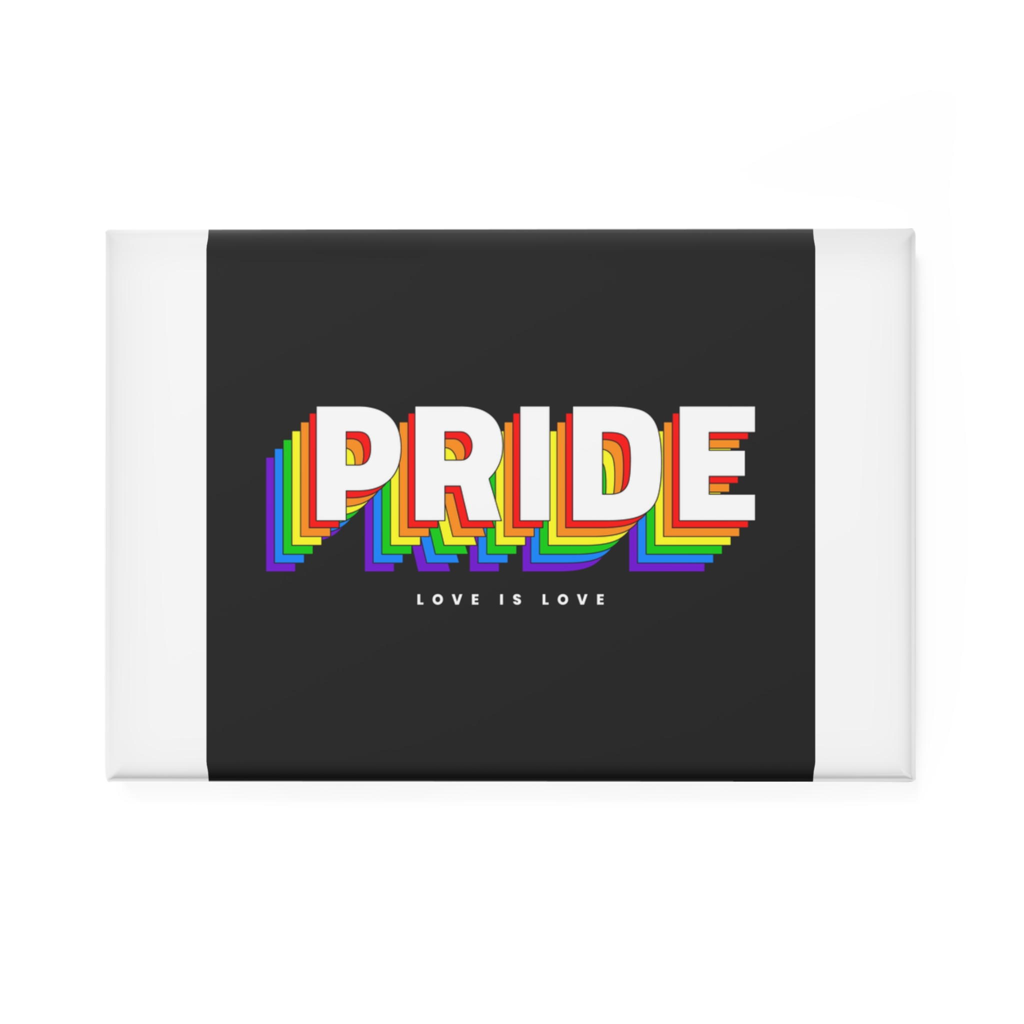 Vibrant Rainbow Pride Love Is Love Message Button Magnet Rectangle 1 And 10 Pcs